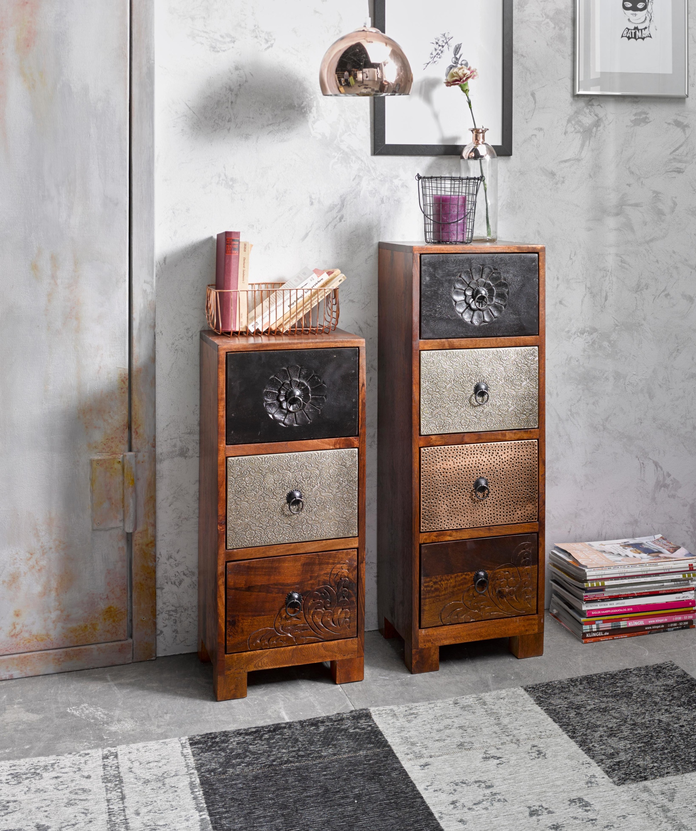 Home affaire Kommode »Mahar«, Breite 30 cm mit Metallfronten