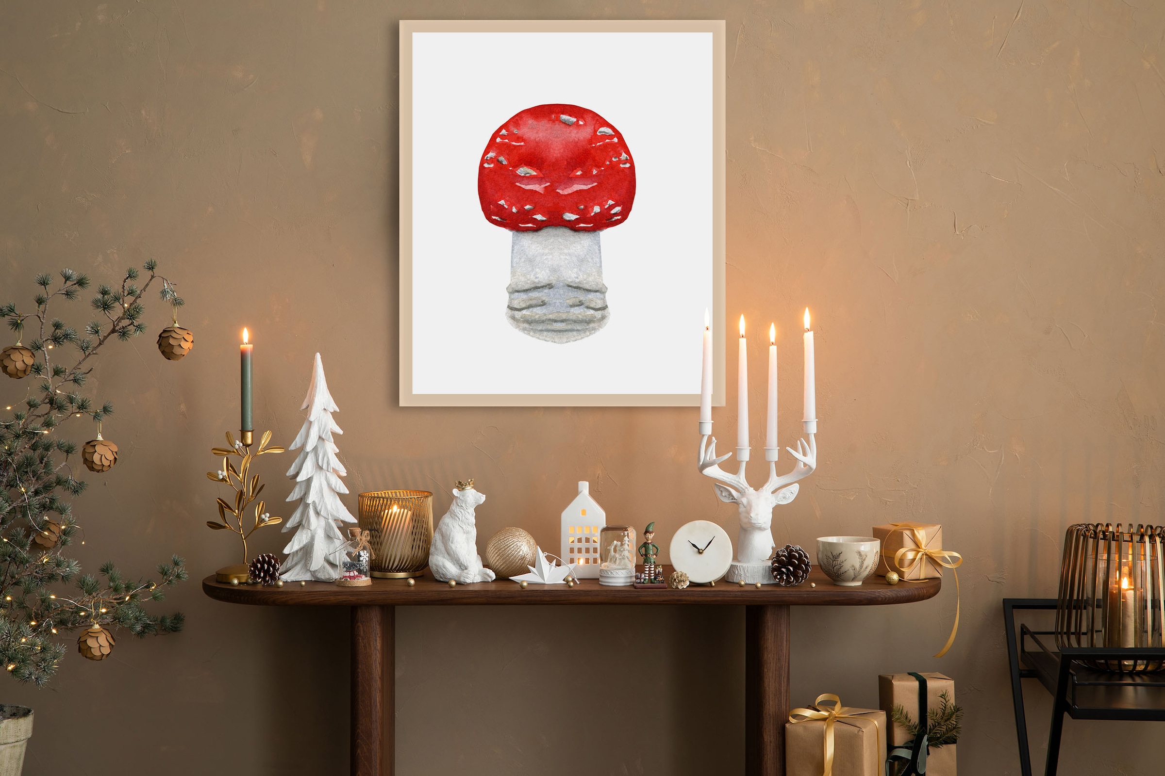 queence Bild mit Rahmen »Fliegenpilz« Jahreszeiten   Weihnachten 1 Stk. tlg günstig online kaufen