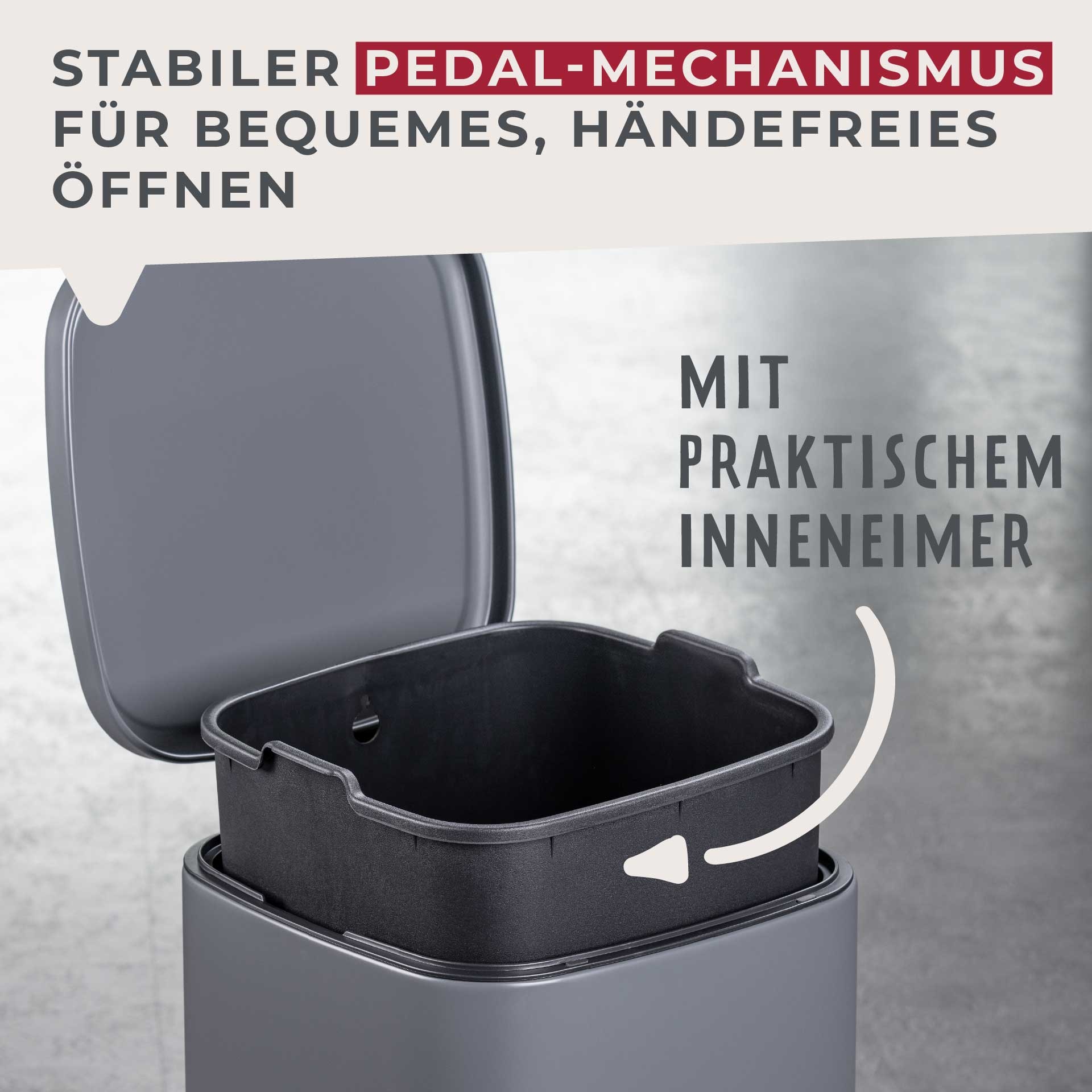 FACKELMANN Mülleimer »LONDON, Pedal-Abfalleimer 20L« 1 Behälter mit gedämpftem Deckel & Anti-Fingerprint Oberfläche, Höhe ca. 43,5 cm