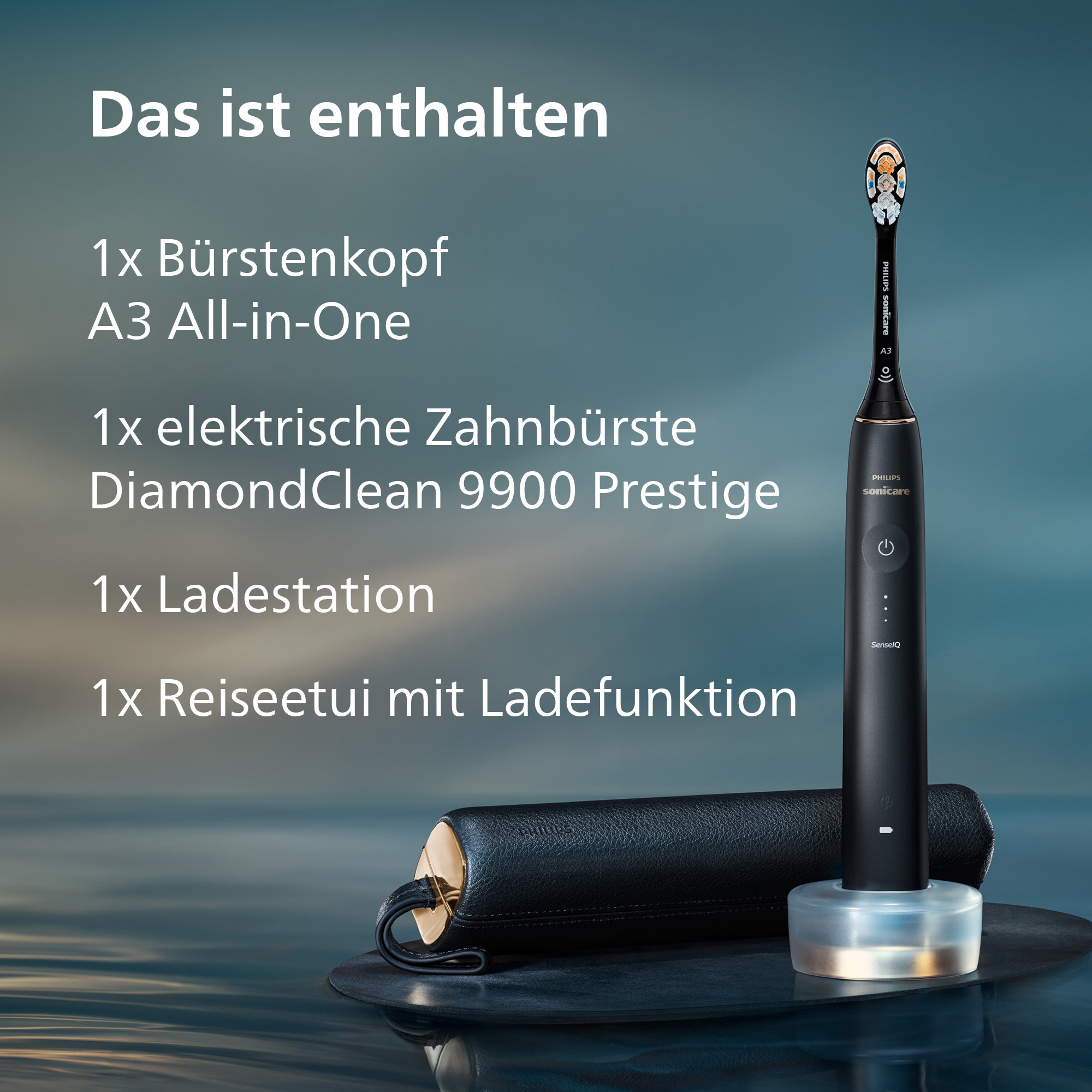 Philips Sonicare Elektrische Zahnbürste »Diamond Clean Prestige HX9992« 1 Stk. Aufsteckbürsten mit Schalltechnologie, SenseIQ-Technologie, KI gesteuerte Sonicare App