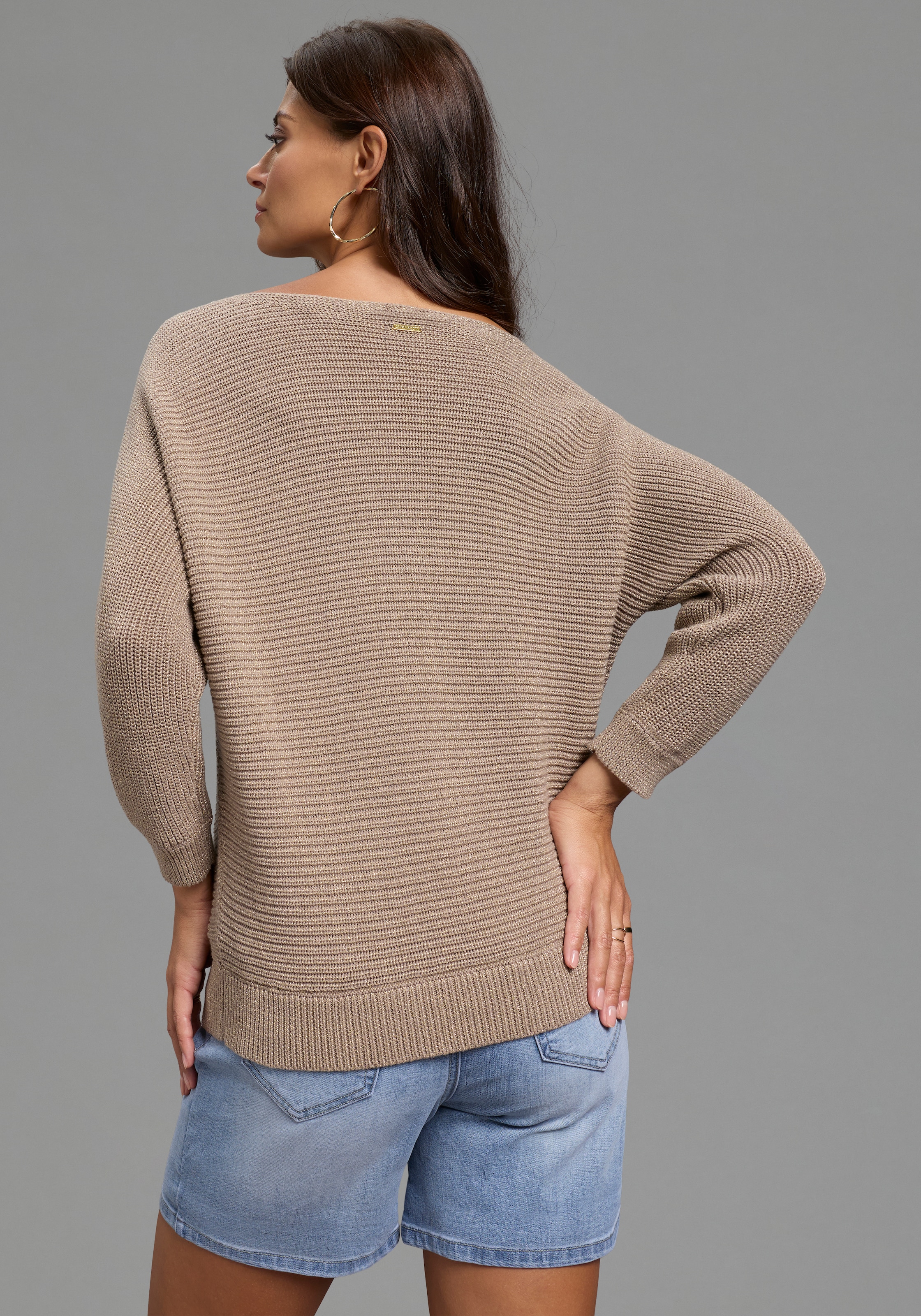 Laura Scott 3/4 Arm-Pullover »im sommerlichen Look« mit Glitzergarn und in lässigem Schnitt