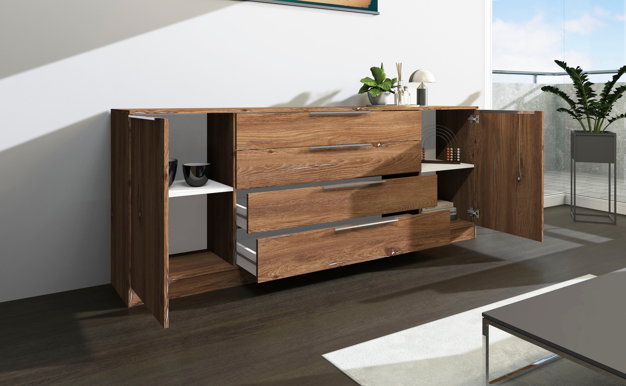borchardt Möbel Kommode »Oliva«, Breite 200 cm, mit 4 Schubkästen