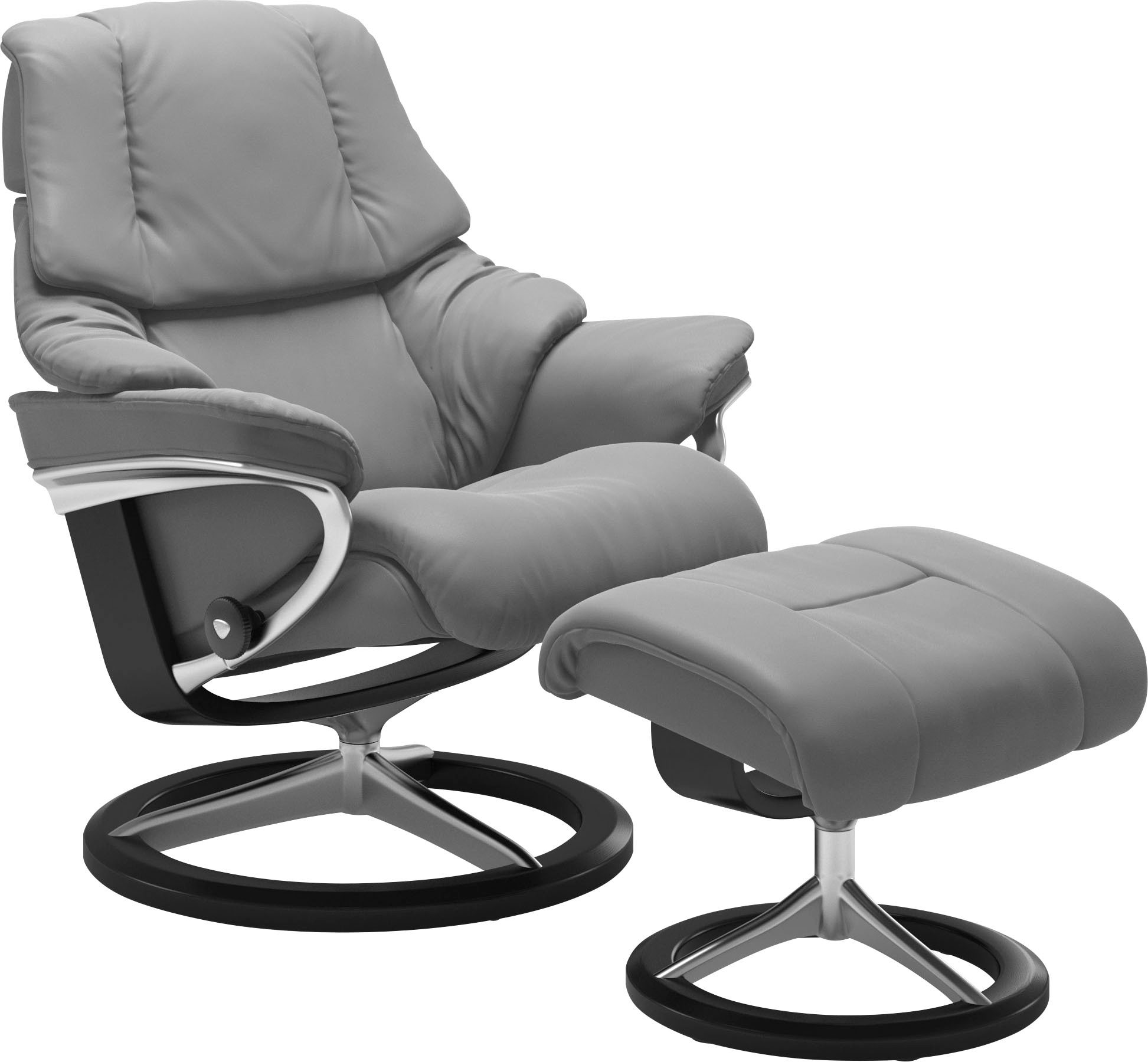 Stressless® Relaxsessel »Reno« Set, Relaxsessel mit Hocker,  mit Hocker, mit Signature Base, Größe S, M & L, Gestell Schwarz