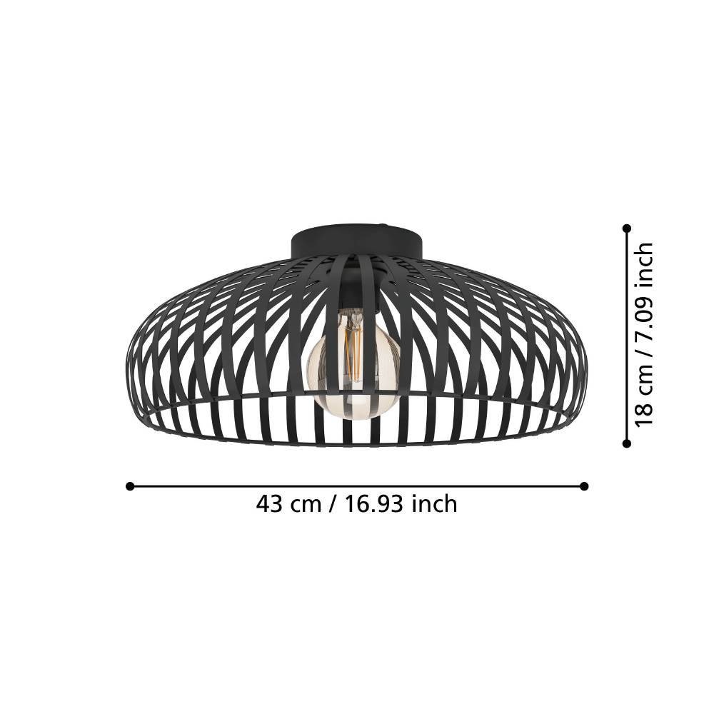 EGLO Deckenleuchte »MOGANO 3«, 1 flammig, Leuchtmittel E27 | ohne Leuchtmittel, Deckenleuchte, Metall in Schwarz, Flurlampe mit E27 Fassung, Ø 43 cm