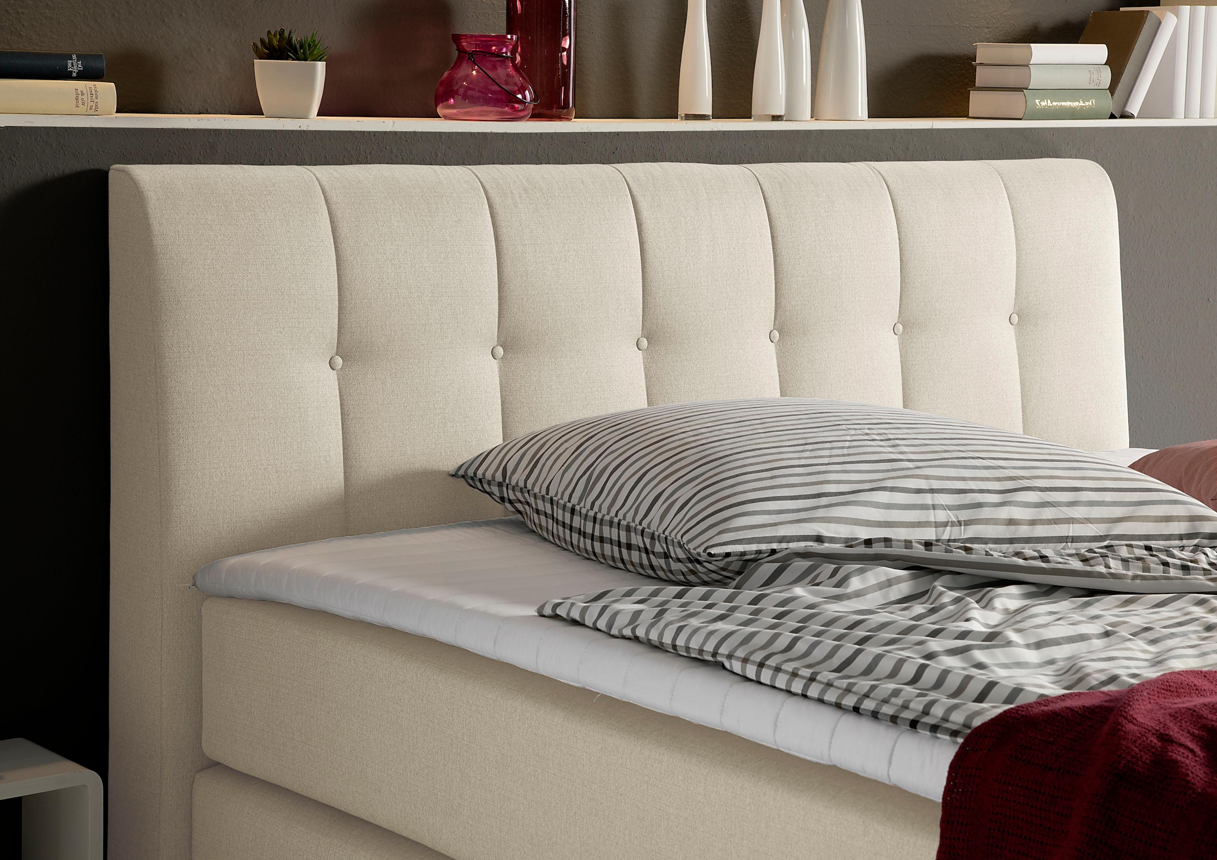 Home affaire Boxspringbett »Cafone« inkl. Topper, 5 Breiten, 3 Matratzenarten und 3 Härtegraden wählbar