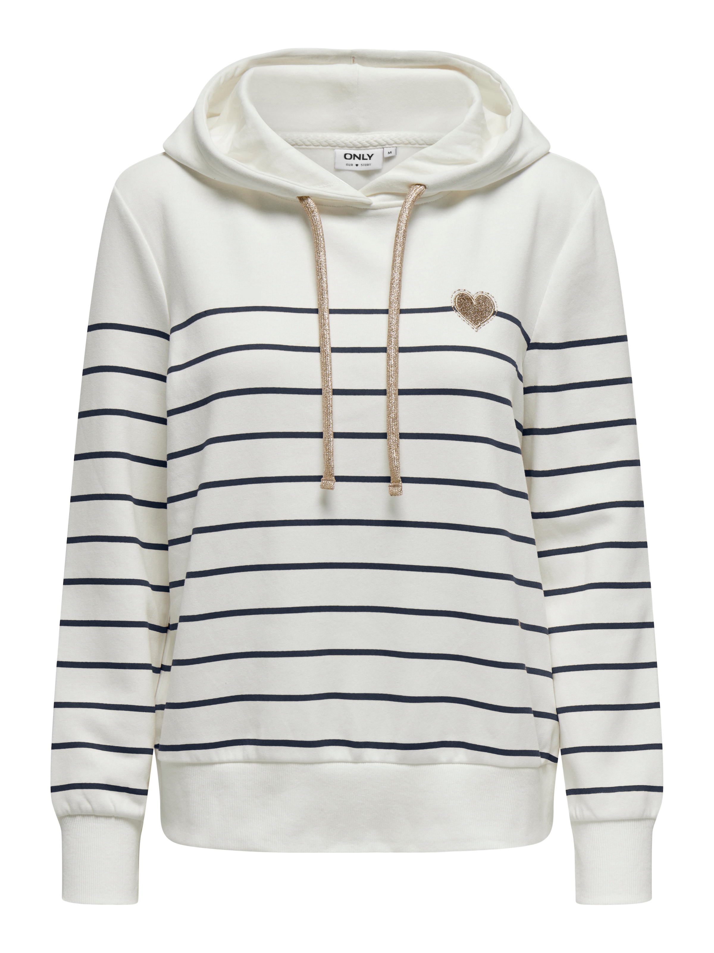 ONLY Kapuzensweatshirt »ONLADELLE L/S STRIPE HOOD SWT«, mit Herz-Stickerei
