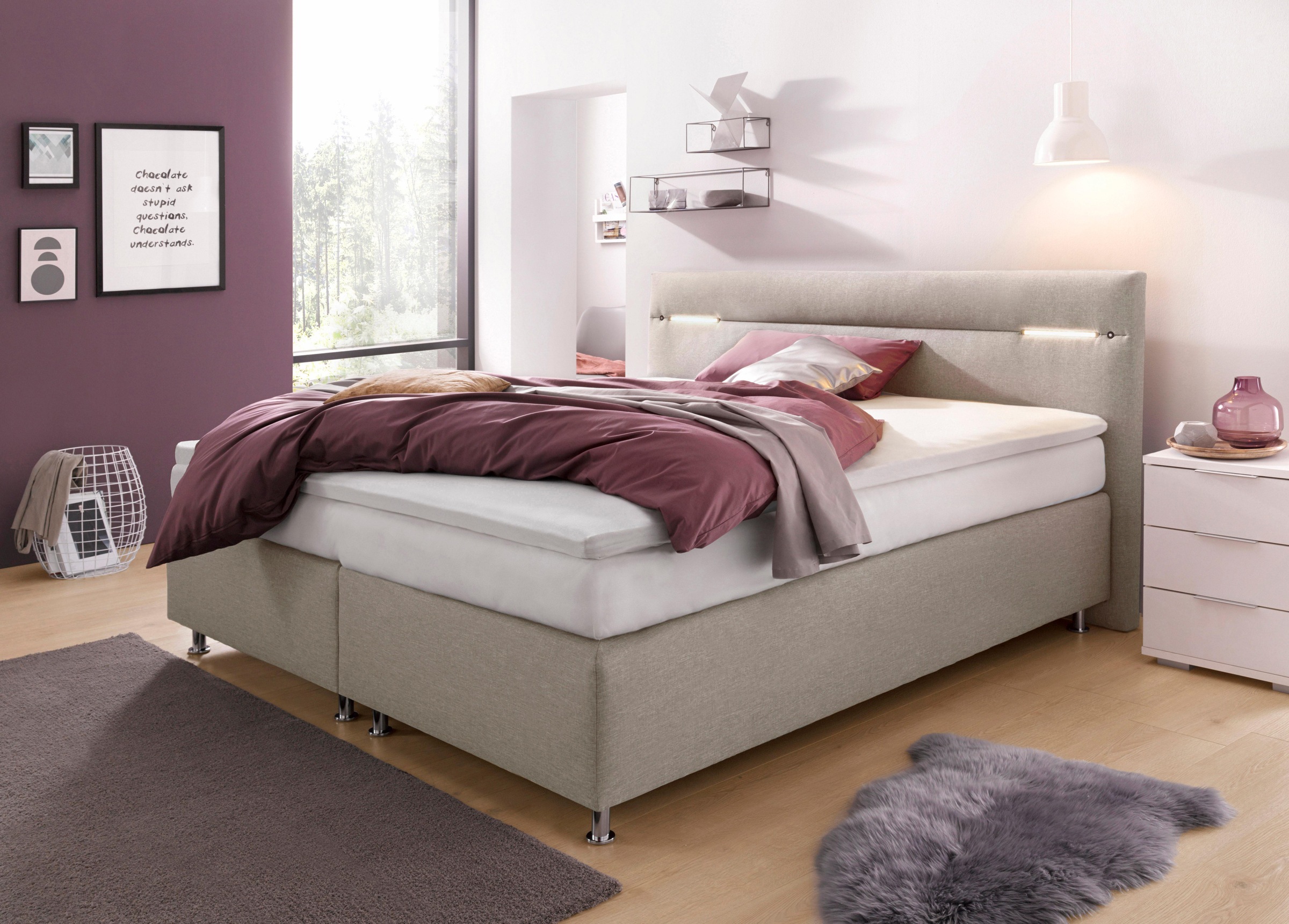 Westfalia Schlafkomfort Boxspringbett, wahlweise mit LED-Beleuchtung