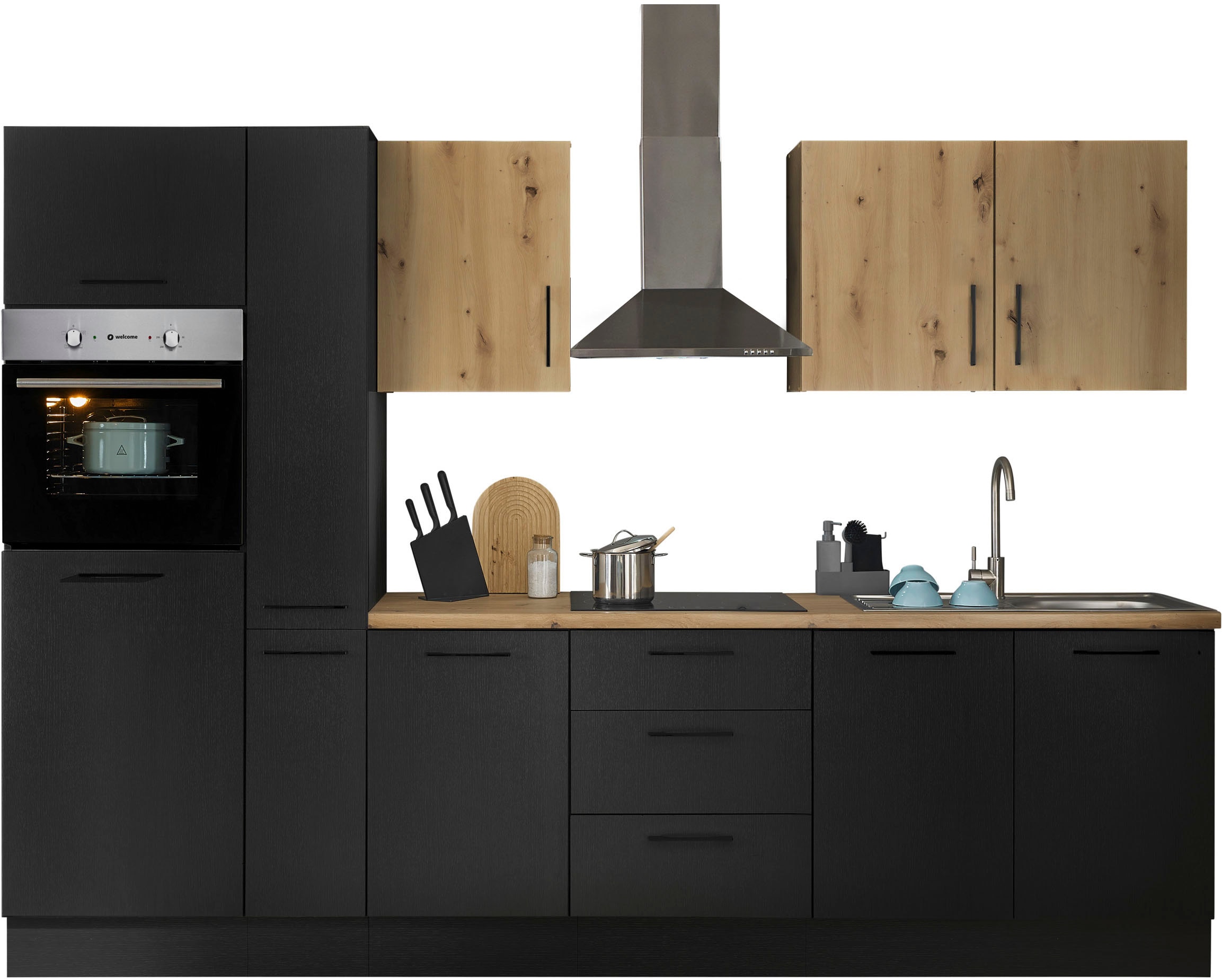 BASIC by Balculina Küchenzeile »Turin«, Breite 300 cm, wahlweise mit E-Geräten