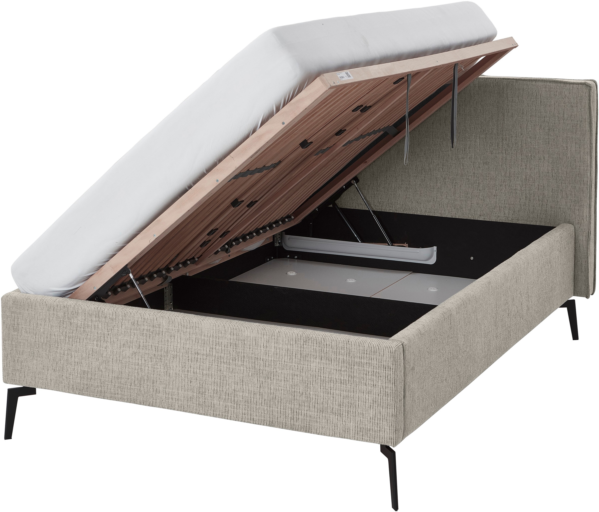 meise.möbel Polsterbett »Riva II«, mit schwarzen Metallfüßen, wahlweise mit Bettkasten