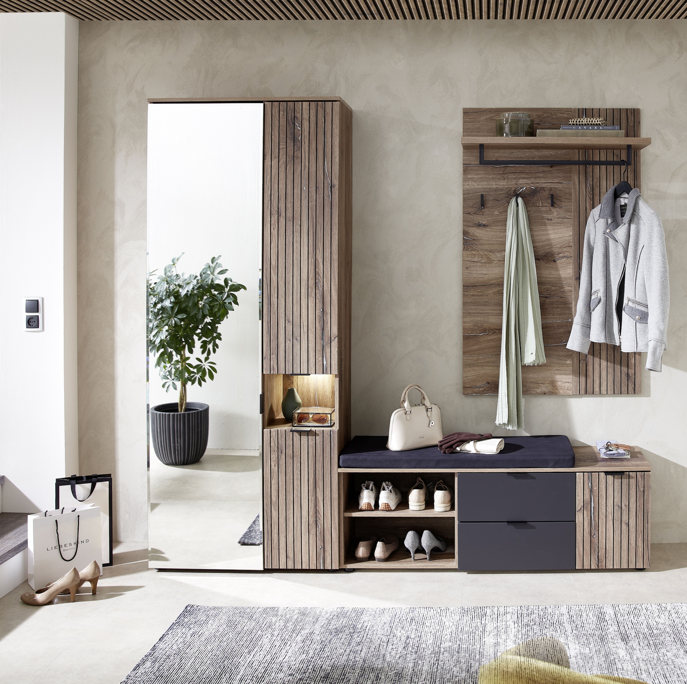 Innostyle Garderoben-Set »LINEA Garderoben Set,besteht aus 3 Typen, 216x204x38cm (B/H/T)«, (3 St.)