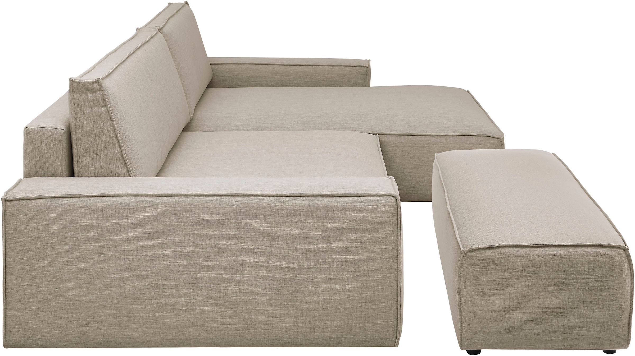 Home affaire Polsterecke »NEU: SHERWOOD XXL tief, L-Form mit Schlaffunktion, Big-Sofa mit Hocker« stellbar zum Schlafsofa (Krokodilverbinder), Cord, Leinenoptik,