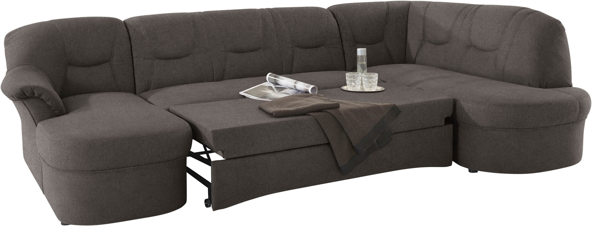 DOMO collection Wohnlandschaft »Sarafina, zeitlos und komfortabel, optional mit Federkern, U-Form«, wahlweise mit Bettfunktion