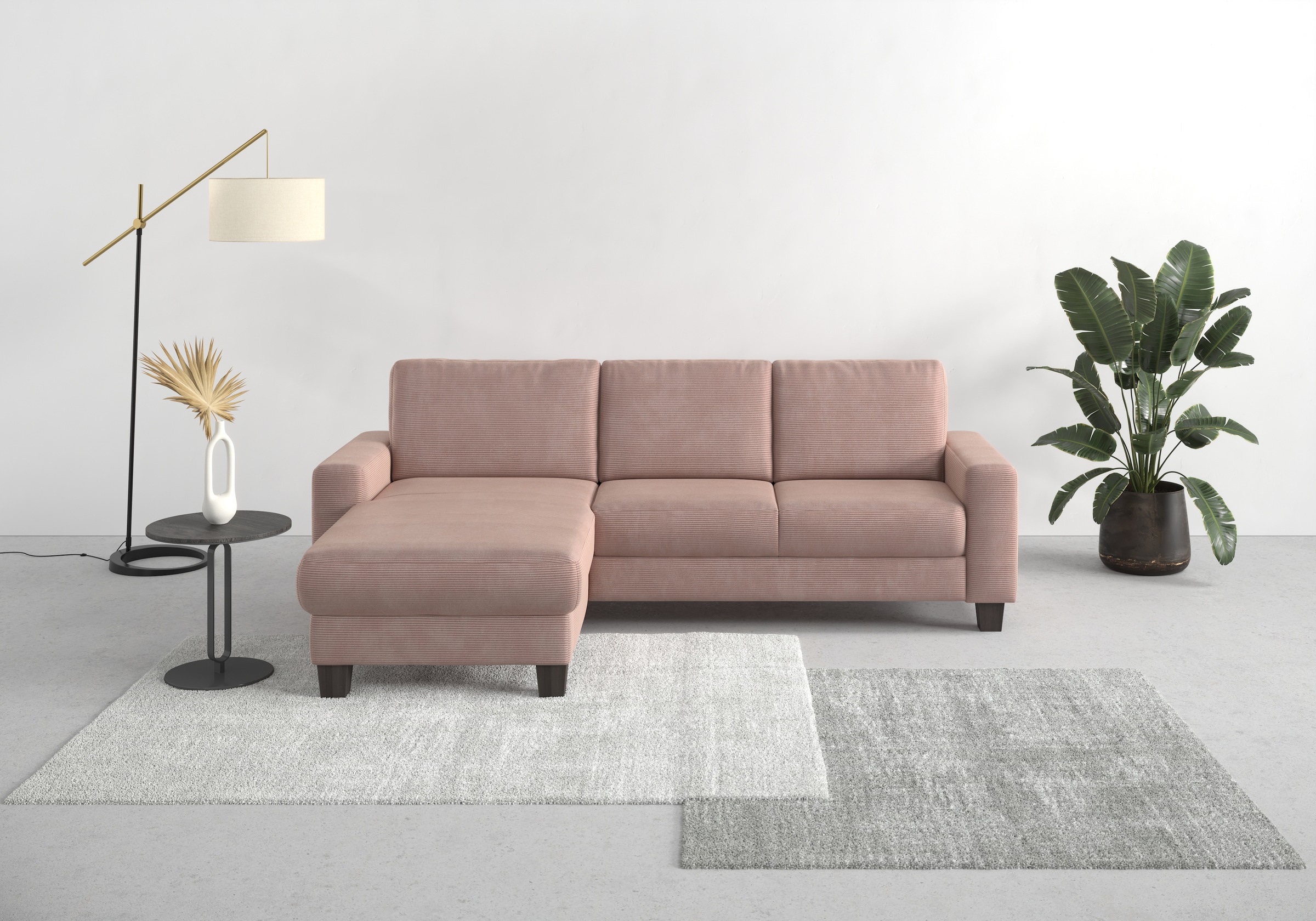 Home affaire Ecksofa »Summer L-Form«, mit Recamiere, mit oder ohne Bettfunktion und Bettkasten, Cord-Bezug