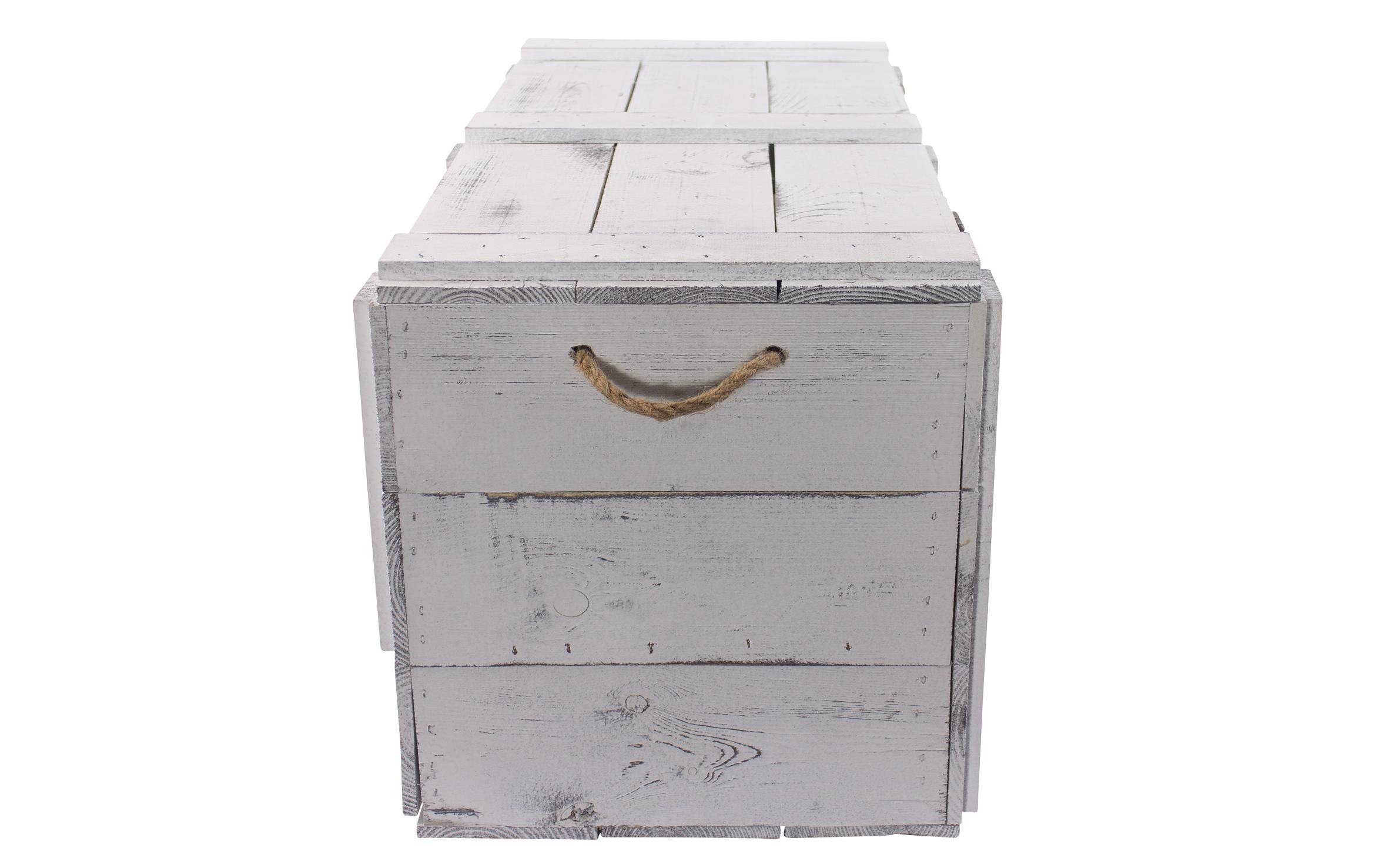 Holz Zollhaus Holzkiste »Vintage Shabby Weiss, 85 x 40 cm« Herkunftsland Ukraine, Holzart Kiefer