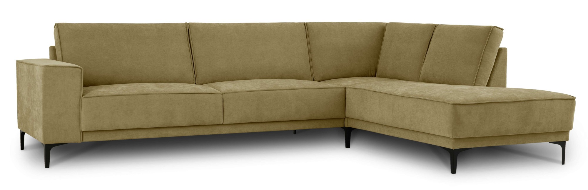 Places of Style Ecksofa »Polsterecke Oland, Struktur, Flachgewebe, Luxus-Microfaser, Boucle«, L-Form, 289 cm, Wellenunterfederung, Skandi-Design, Metallfüße