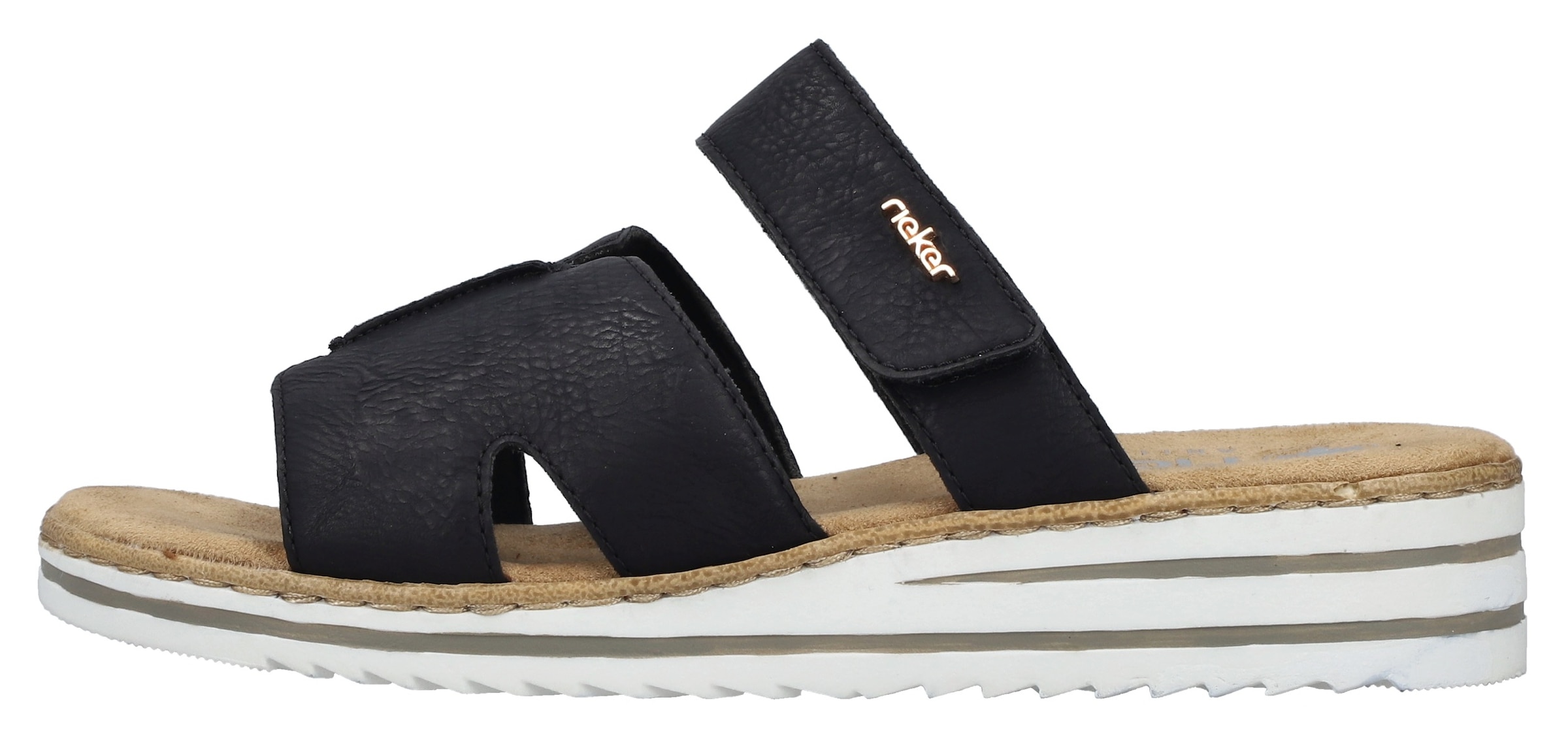 Rieker Pantolette, Sommerschuh, Keilabsatz, Hausschuh, Schlappen mit softer Innensohle