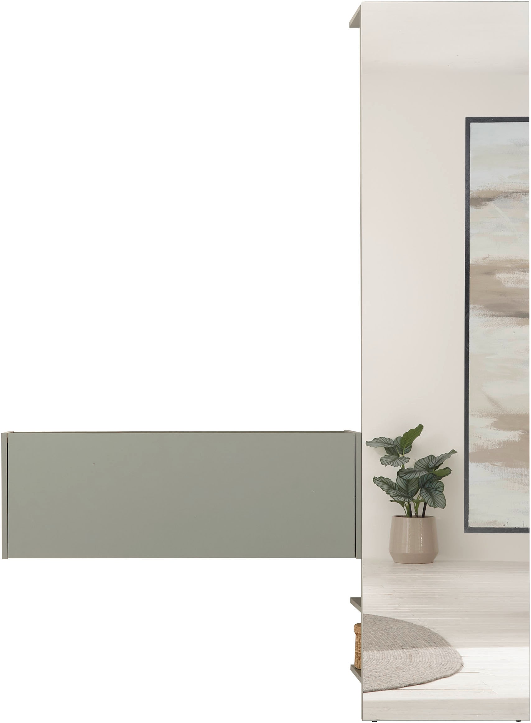 INOSIGN Garderoben-Set »GIRON/CiTY, moderne Garderobe, Komplettset mit viel Stauraum«, (Komplett-Set, 2 St.), enthält Hängeschrank & Garderobenelement mit Spiegel, 150 cm breit