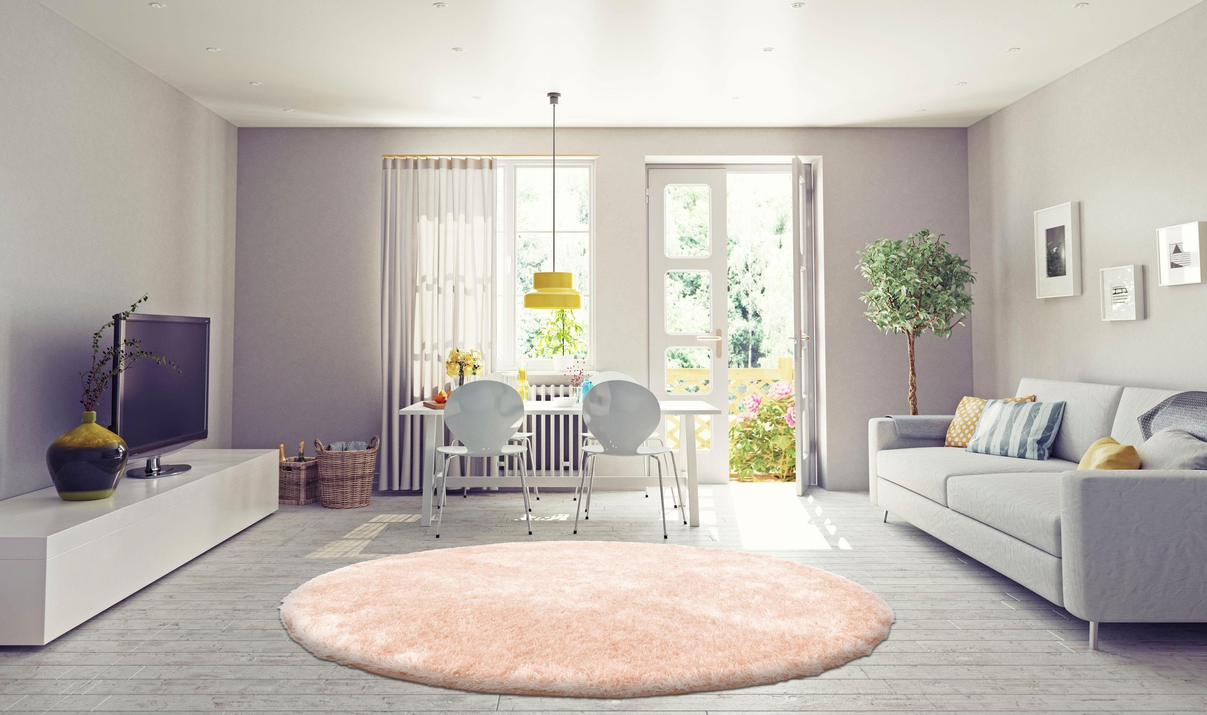Bruno Banani Hochflor-Teppich »Alga«, rund, 40 mm Höhe, Uni-Farben, besonders weich und kuschelig
