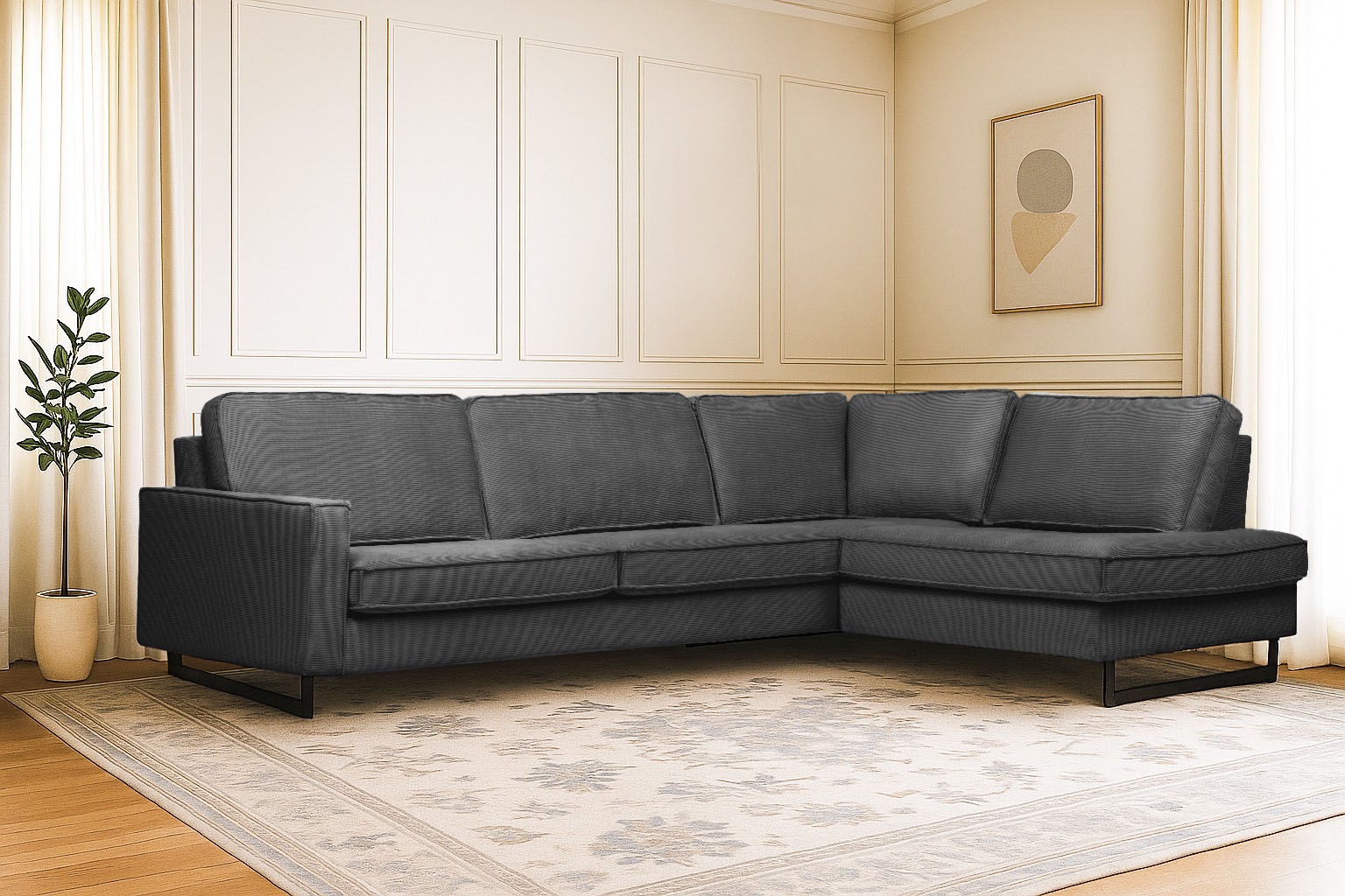 Home affaire Ecksofa »Pinto, 290 cm, Cord, Chenille, Lederoptik, Ottomane l günstig online kaufen