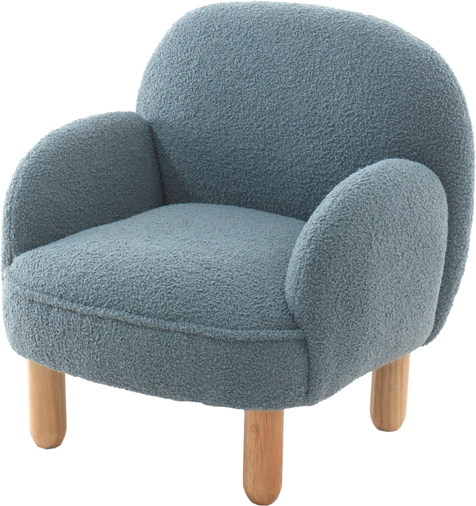 Vipack Sessel »für Kinder in verspielter Optik, ein Highlight für das Kinderzimmer« B: 56 x H: 52 x T: 53 cm, Füße aus Massivholz,  Bezug flauschiger Bouclé Stoff, zwei Farben zur Wahl