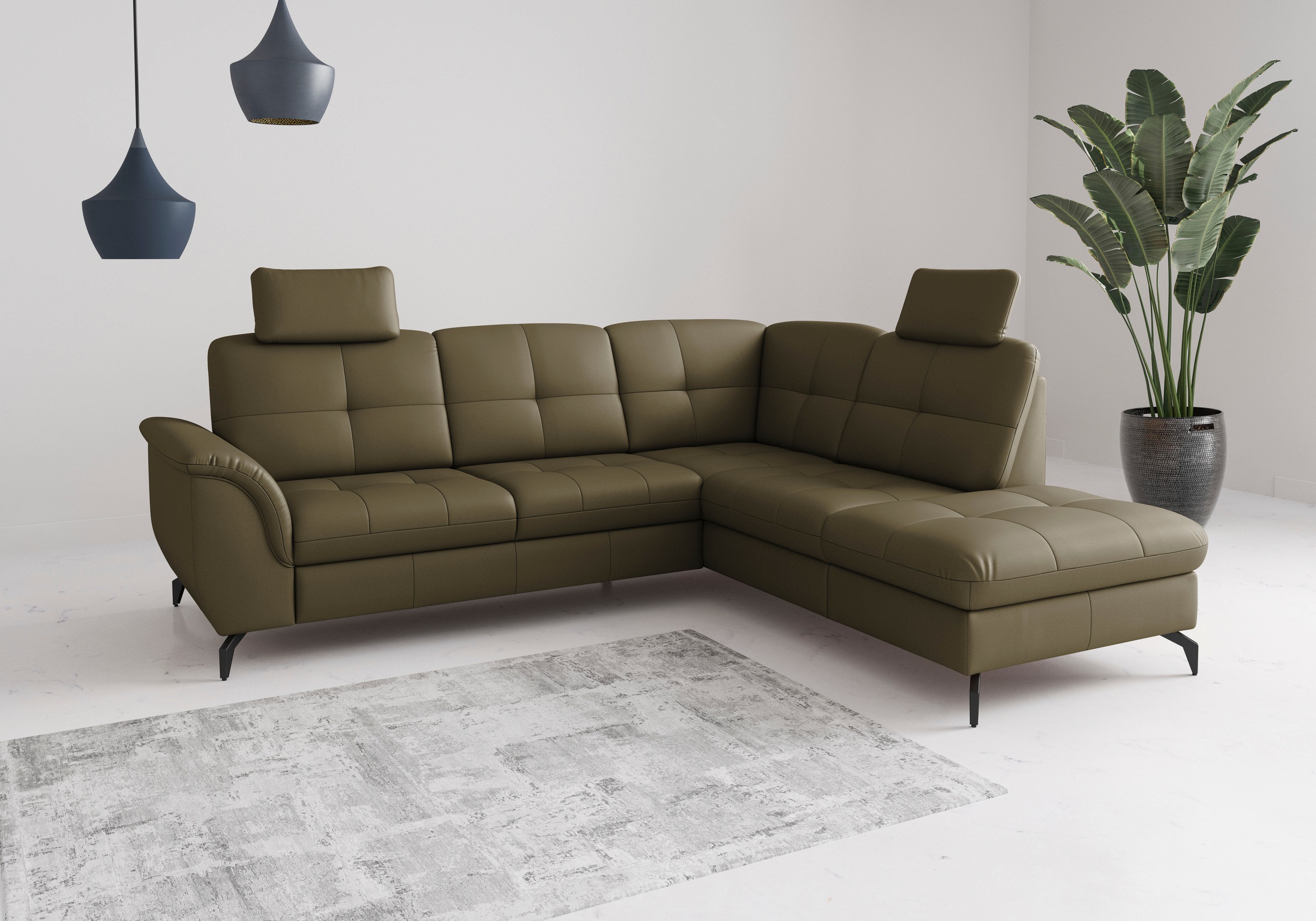 Ecksofa SIT & MORE "Zora", olive, T:212cm, Sofas, Ecksofa