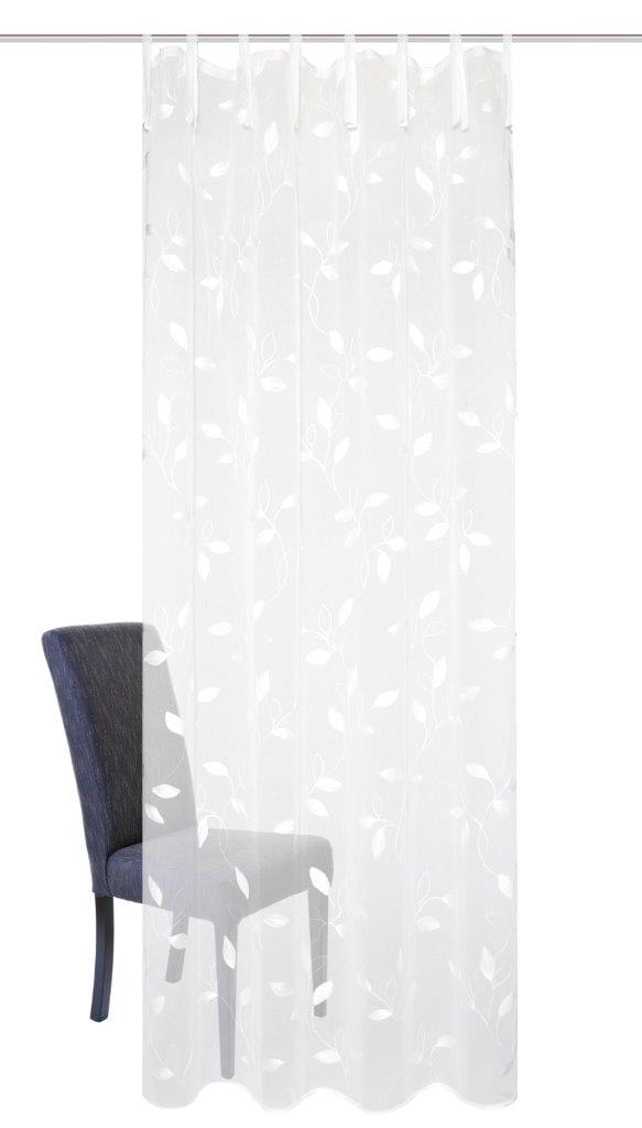 HOME WOHNIDEEN Gardine »AIDINA« Bindebänder 1 Stk. tlg. Bindebänder, bestickt, Leinenstruktur