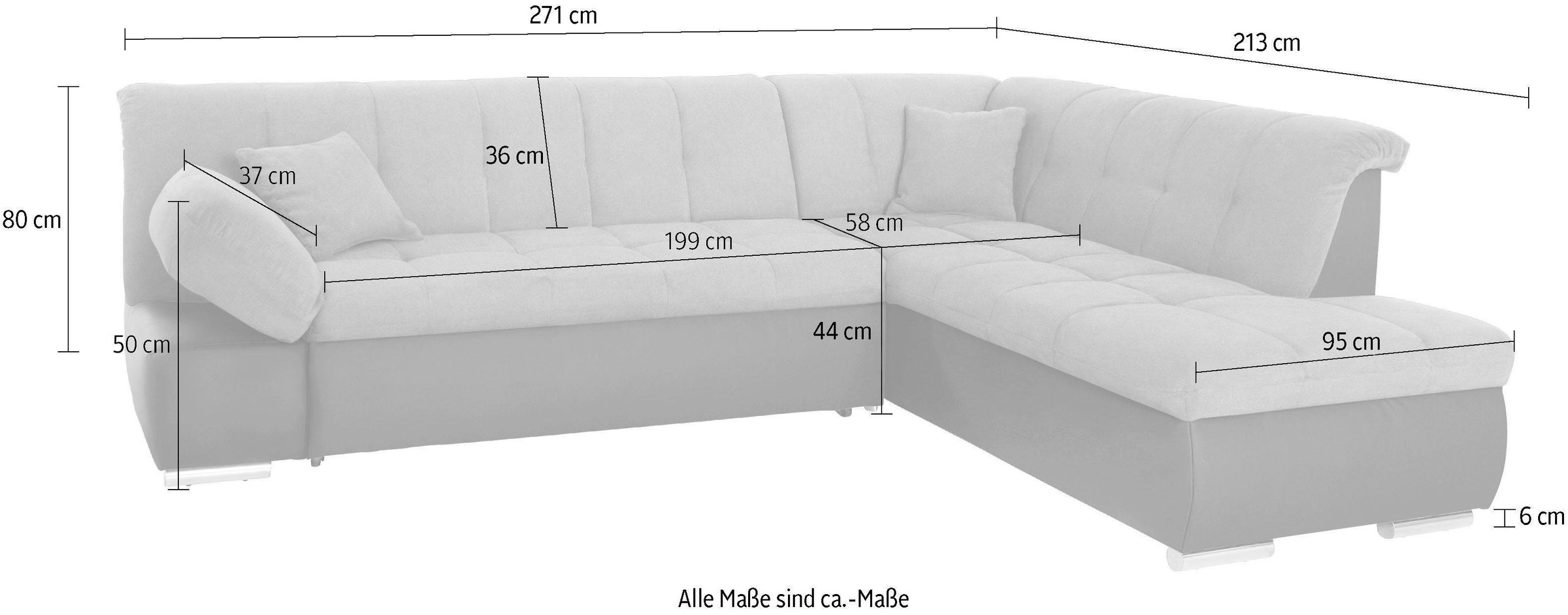 DOMO collection Ecksofa »Mona L-Form«, wahlweise mit Bett- und Armlehnfunktion