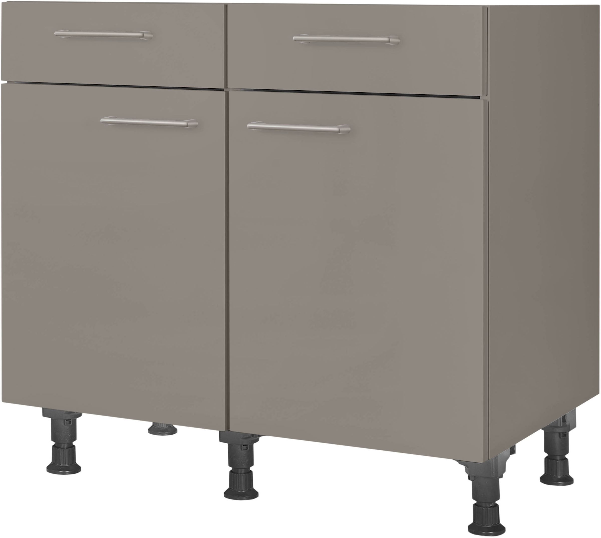 nobilia® Unterschrank »"Laser", vormontiert, Breite 90 cm, Soft-Close-Funktion« bei den Schubkästen, inkl. höhenverstellbare Sockelfüße