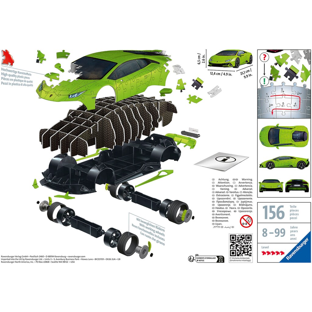 Ravensburger 3D-Puzzle »Lamborghini Huracán EVO - Verde«, (108 tlg.)