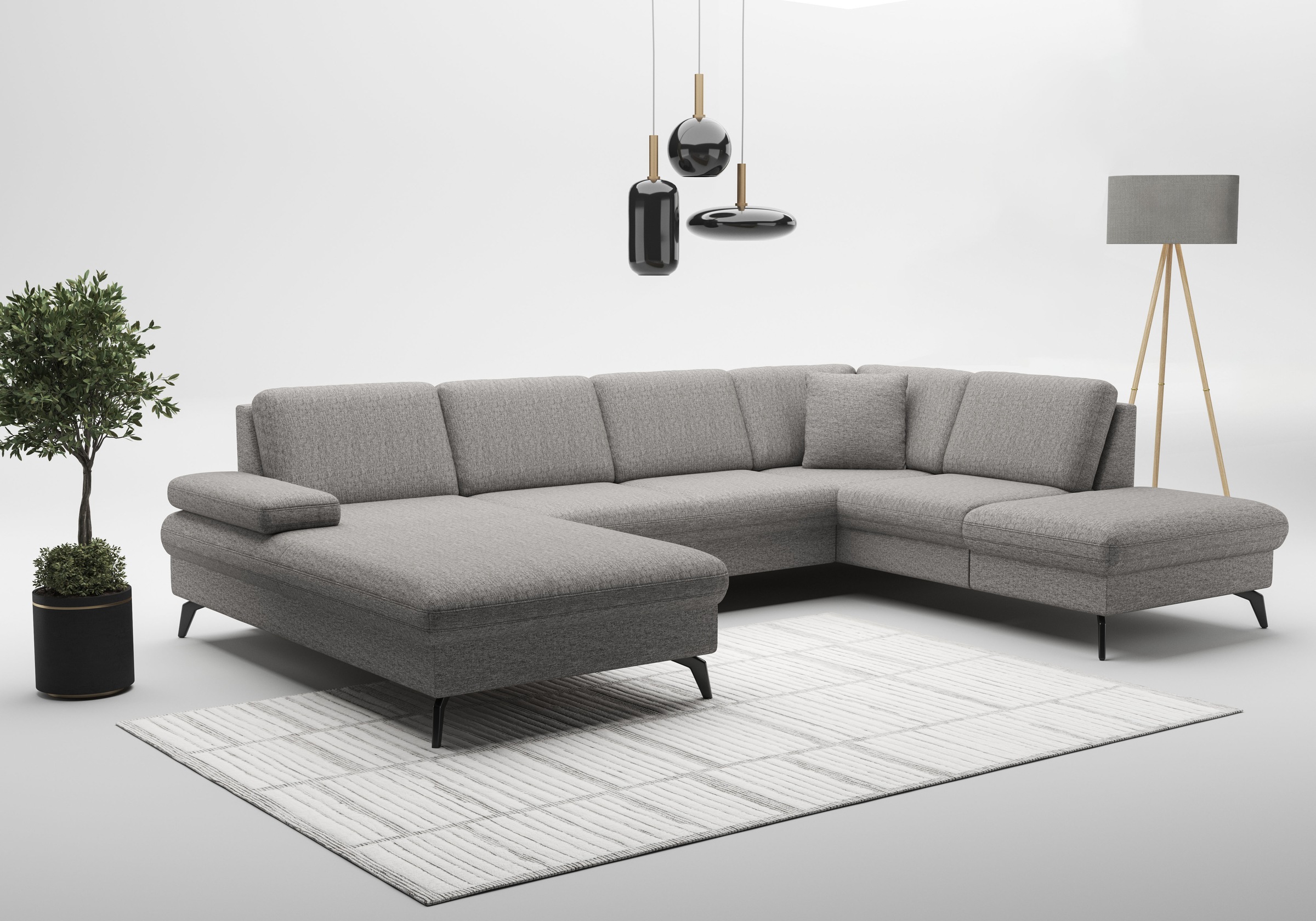 sit&more Wohnlandschaft »Morris Jubi U-Form«, inkl. Armteilfunktion und 1 Zierkissen, wahlweise mit Bettfunktion