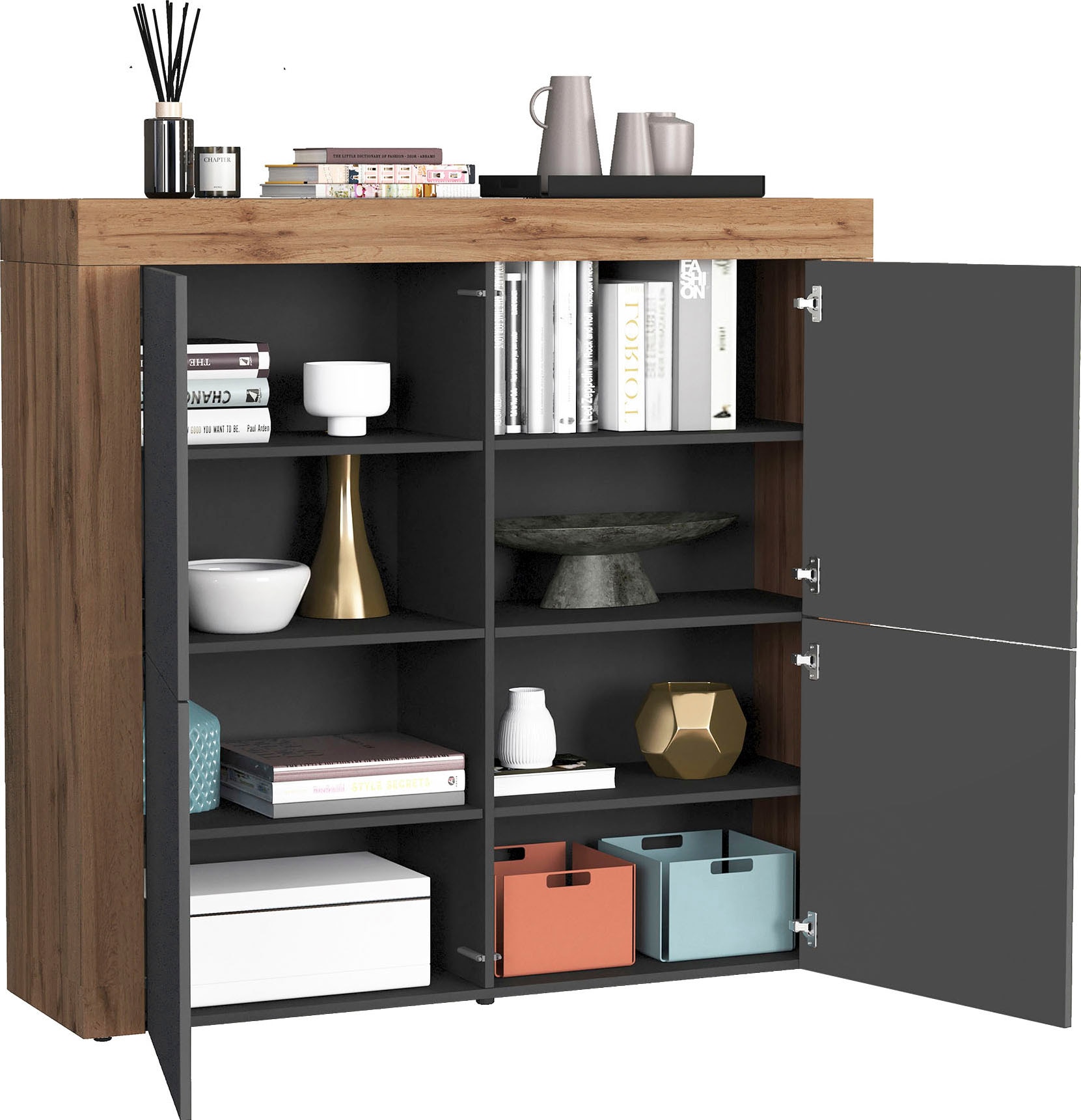 INOSIGN Highboard »CHRONOS Breite 140 cm mit 4 Türen und 8 Fächer 'Made in Italy'« 1 Stk. tlg. Hohes Sideboard, Kommode, Schrank, Grifflos mit Push to Open