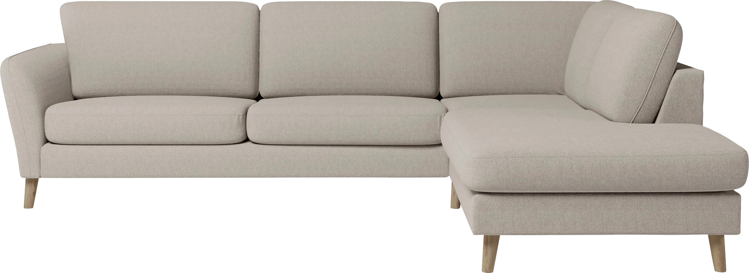 Home affaire Ecksofa »MARSEILLE 278/202 cm, L-Form, Ottom. rechts/links, verschiedene Bezüge«, Massivholzbeine Eiche, Landhausstil, Wellenunterfederung