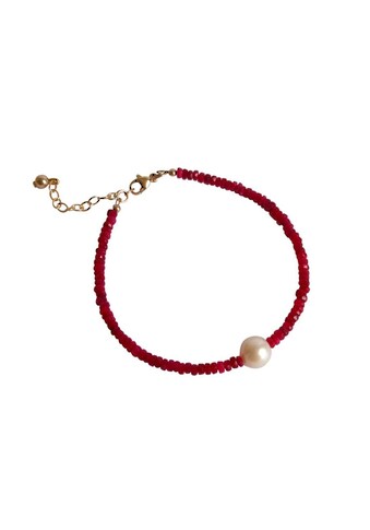 Gemshine Perlenarmband »Rubinen und weiße Zuchtperle«, Made in Germany kaufen