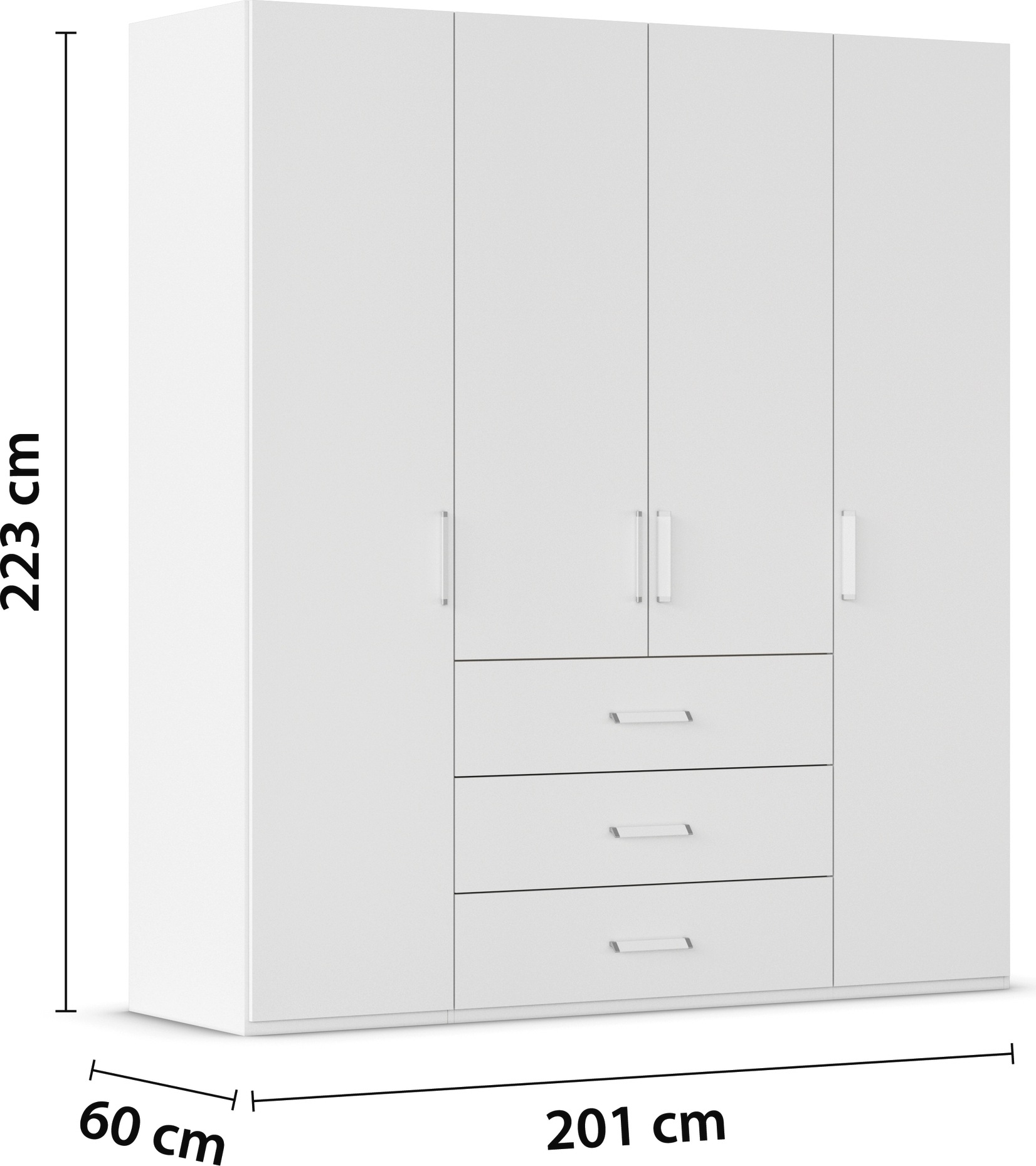 rauch Drehtürenschrank »Kleiderschrank Schrank Garderobe Schlafzimmerschrank EVELYN«, (in 2 Höhen 197 oder 210 cm erhältlich), in elegantem Stil mit Schubladen 3 Breiten und 2 Höhen MADE IN GERMANY