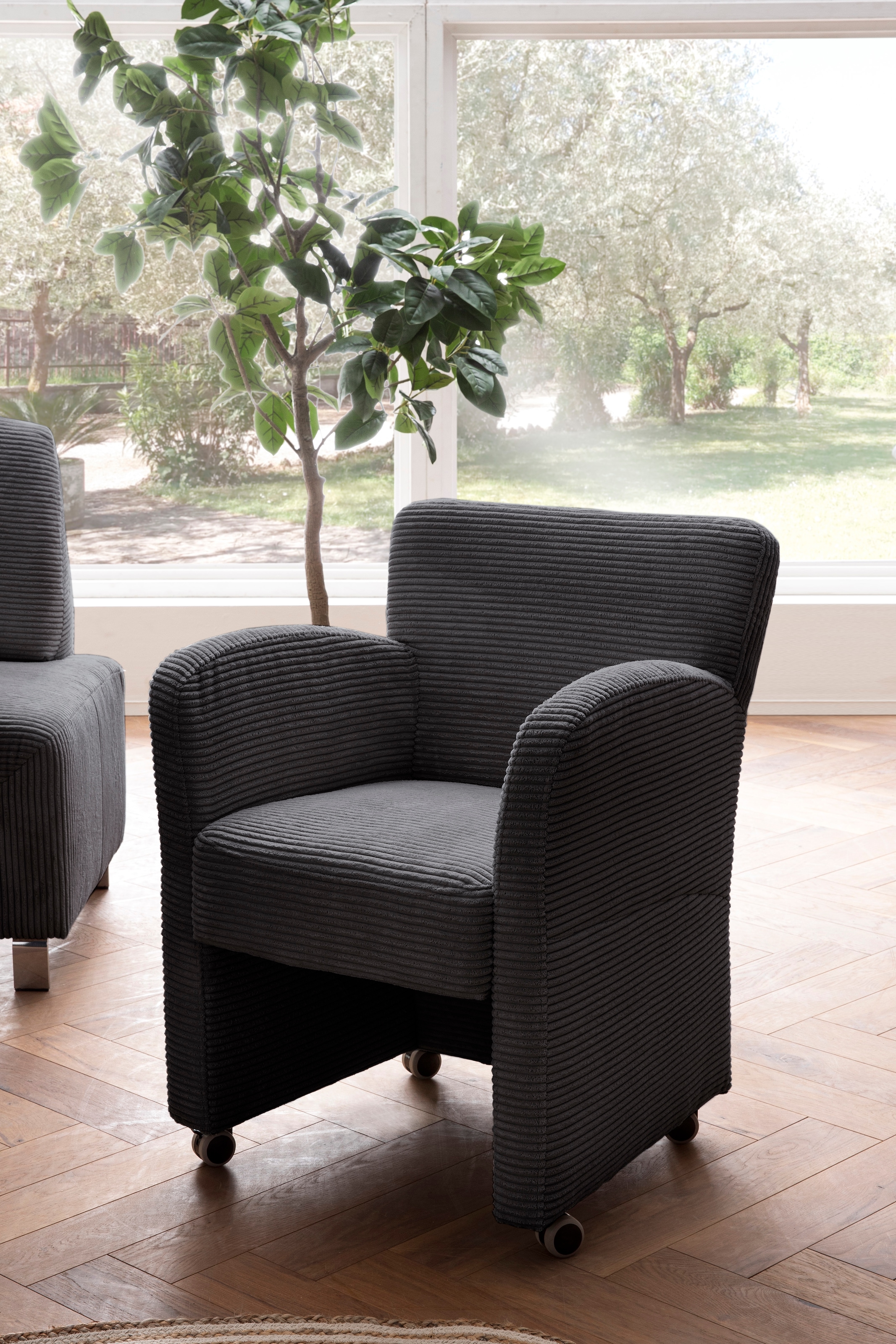 exxpo - sofa fashion Sessel »Intenso, Loungesessel, modern, wahlweise in Leder oder Textil«, hohe Bodenfreiheit, frei im Raum stellbar, hoher Sitzkomfort