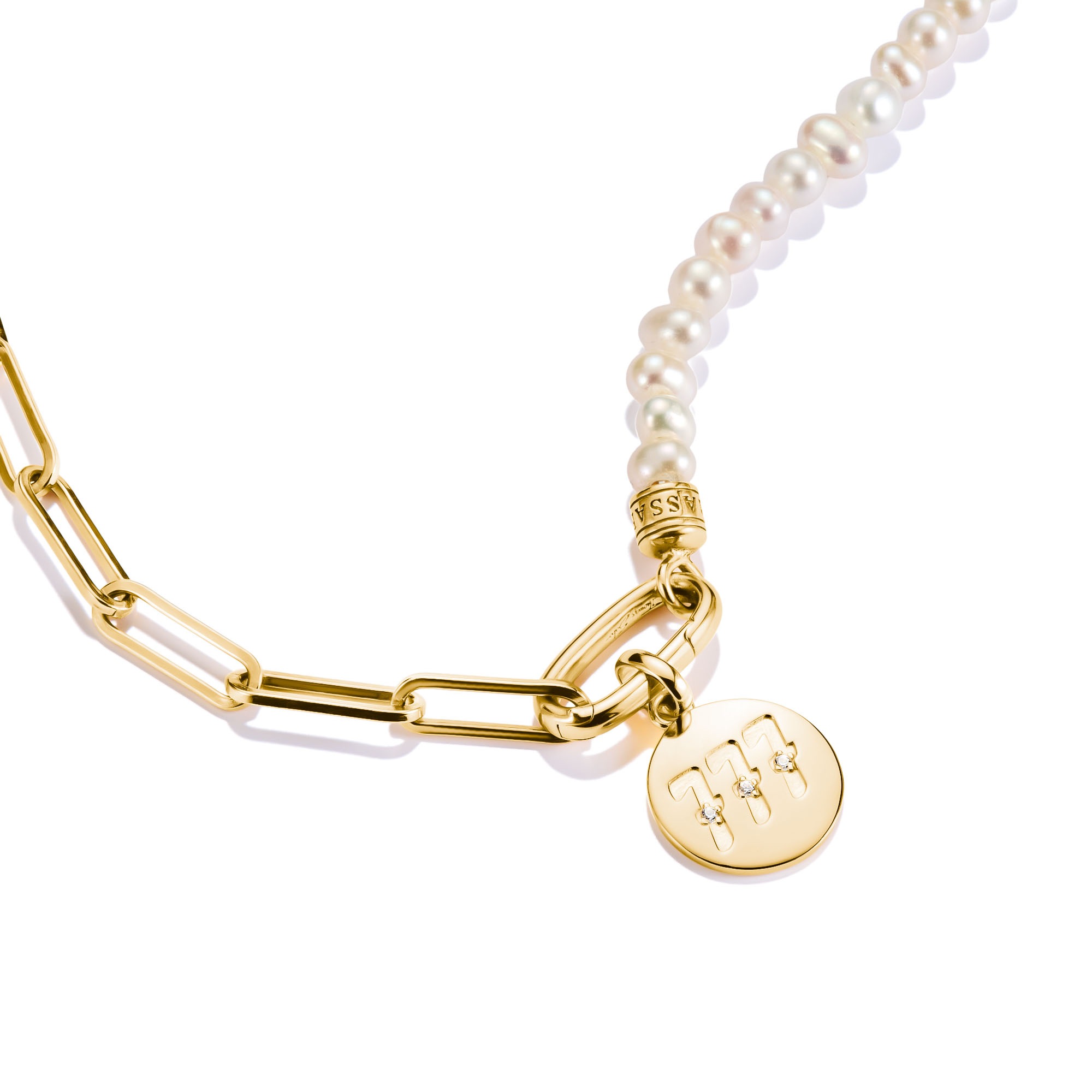 THOMAS SABO Charm-Einhänger »Charm Angel Number 777 vergoldet - Connect, CC1254-414-14«, mit Zirkonia (synth.)