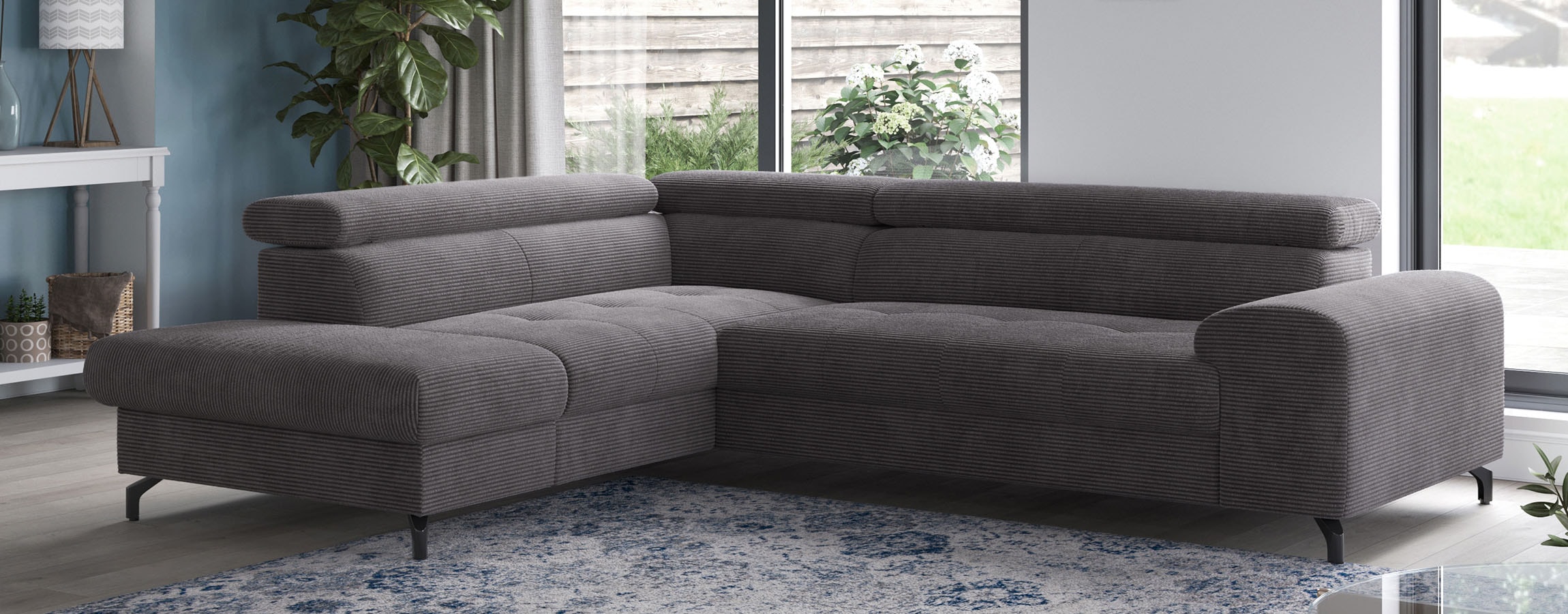 COTTA Ecksofa »Aura L-Form, B: 260 cm« mit Bettfunktion, Bettkasten & Kopfteilverstellung