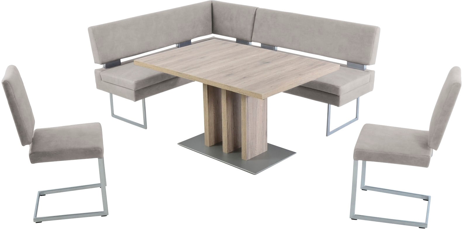 K+W Komfort & Wohnen Essgruppe 4 Stk. tlg. langer Schenkel links oder rechts, 2 Freischwinger, 1 Funktionstisch