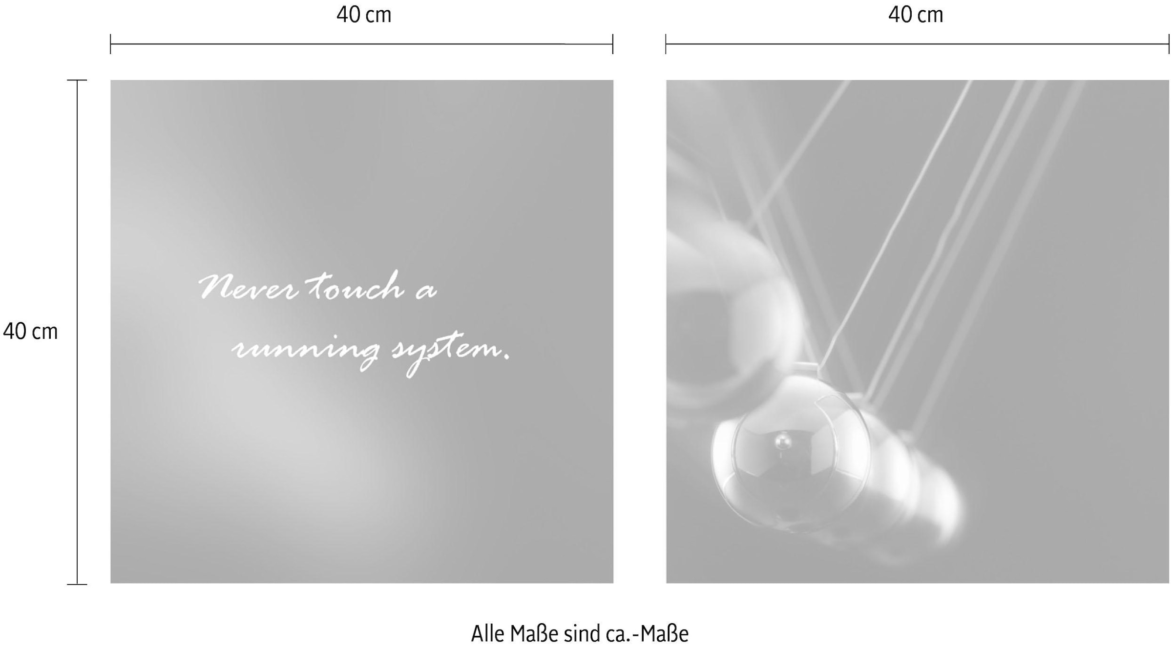 queence Leinwandbild »running system«, Motivationsbilder-Kunst-Modern-Spa-Spa Bilder-Sprüche-Sprüche & Texte-Schriftzug-Schriftzüge, (Set), Premium-Leinwandstoff, Handarbeit aus Deutschland, Spruch, 2er Set