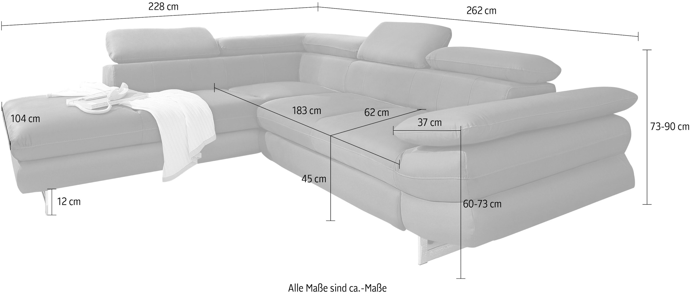 INOSIGN Ecksofa »Solution L-Form«, mit Arm- & Kopfteilverstellung, wahlweise mit Bettfunktion