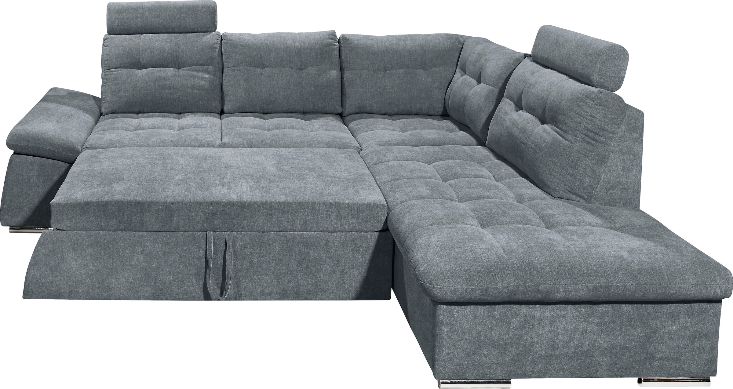 ED EXCITING DESIGN Ecksofa »Nalo L-Form«, mit Bettfunktion, Armteilverstellung, Kopfstützen & 2 Nierenkissen