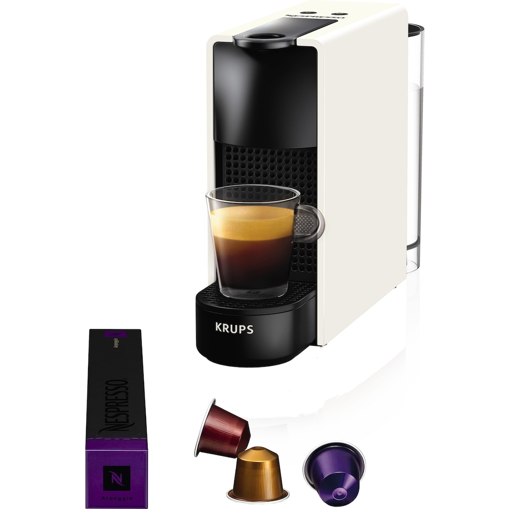 Nespresso Kapselmaschine »Essenza Mini XN1111 von Krups, White«, inkl. Aeroccino Milchaufschäumer, Willkommenspaket mit 7 Kapseln