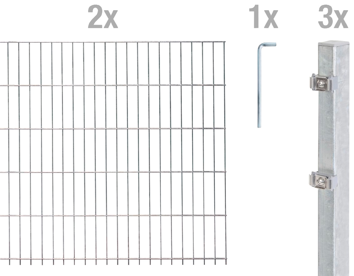 Alberts Doppelstabmattenzaun »Grundset«, Höhe: 80 - 160 cm, Gesamtlänge: 4 - 30 m, zum Einbetonieren