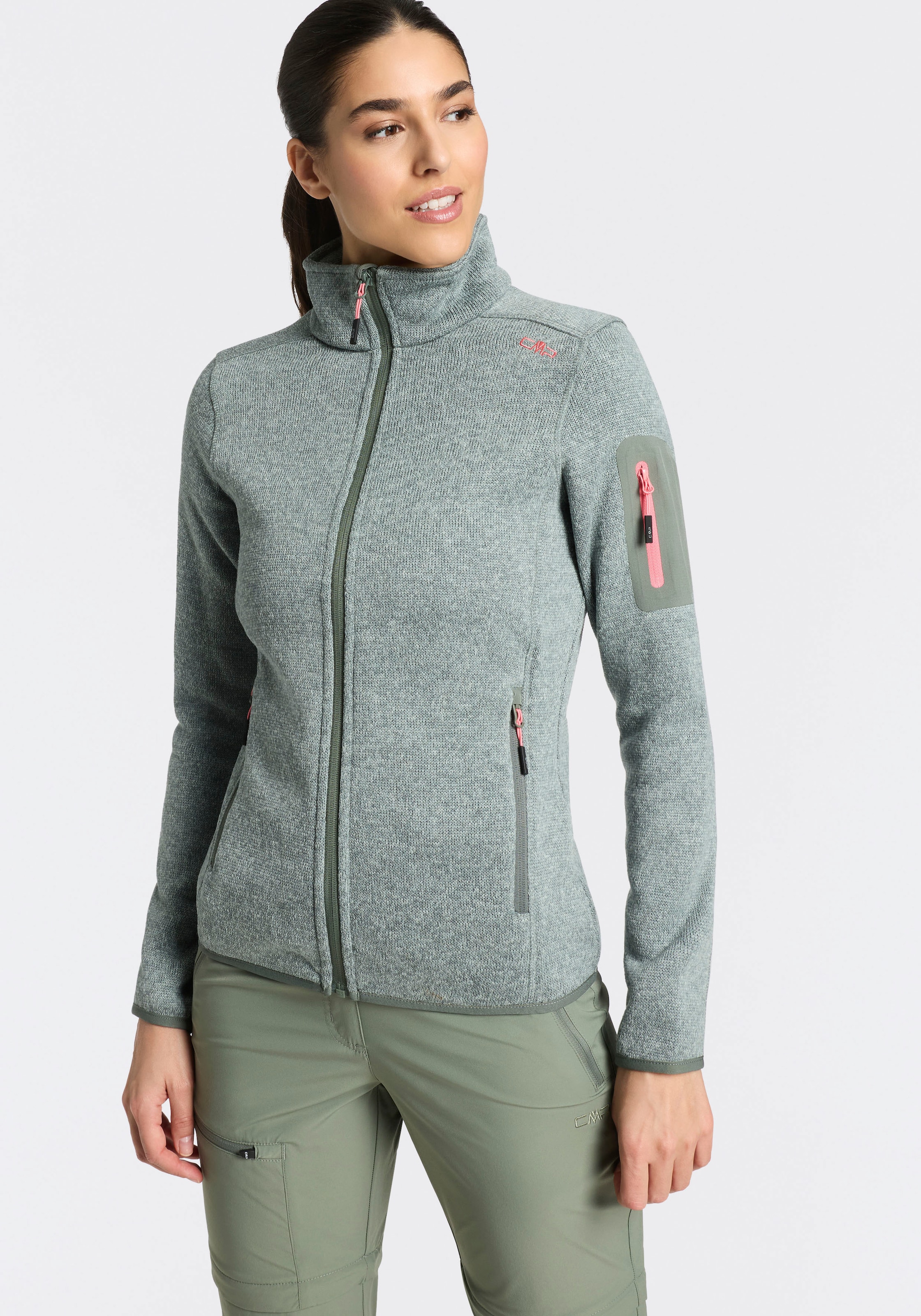 CMP Strickfleecejacke »KNITTED MELANGE FLEECE WOMAN JACKET« Wärmeisolierend & Schnell trocknend & Atmungsaktiv, Übergangsjacke