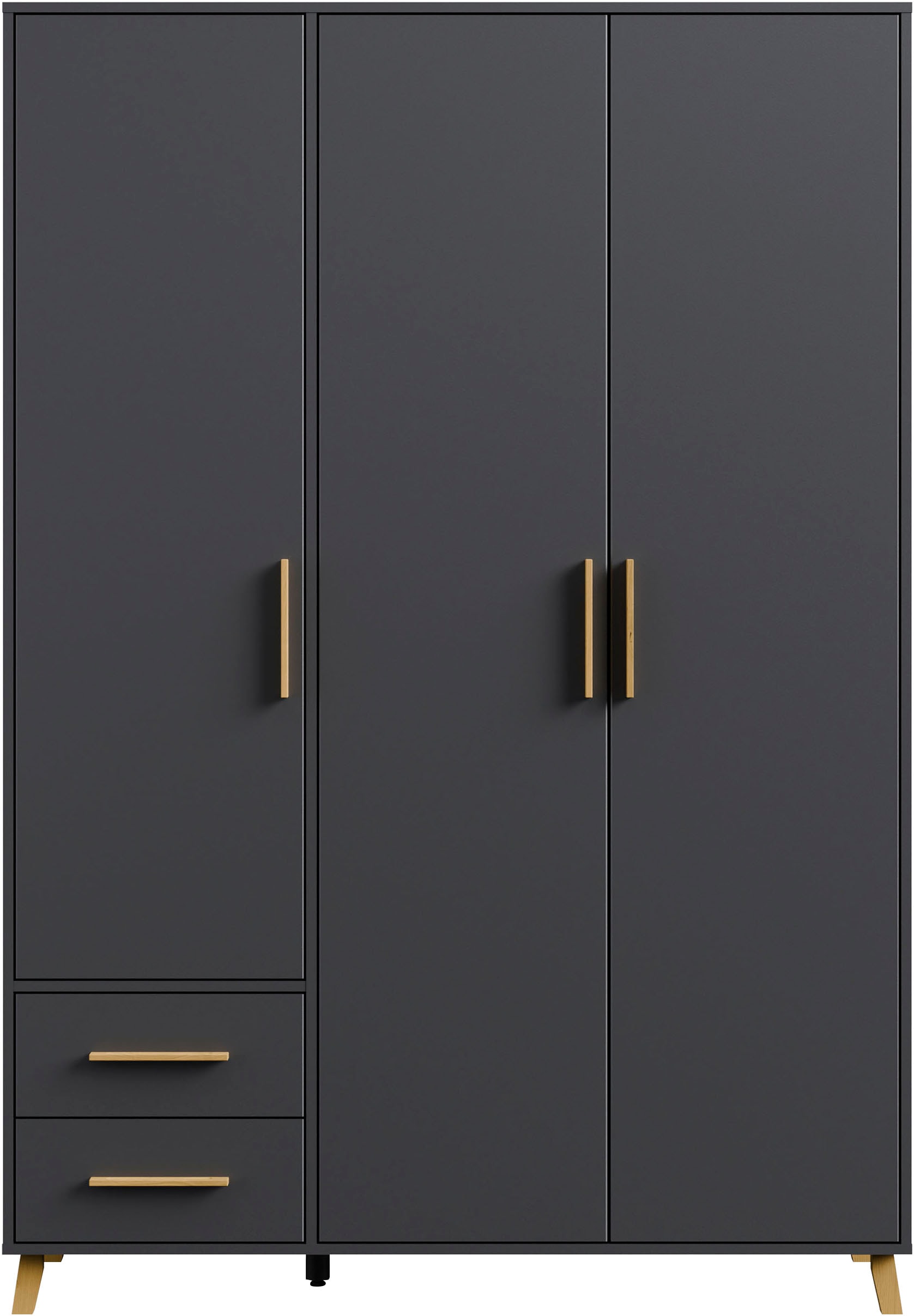 rauch Drehtürenschrank »Kleiderschrank Schrank Garderobe Wäscheschrank SHINJO«, (in 3 verschiedenen Ausstattungen BASIC/CLASSIC/PREMIUM), Griffe und Füße aus Massivholz mit 2 Schubladen MADE IN GERMANY