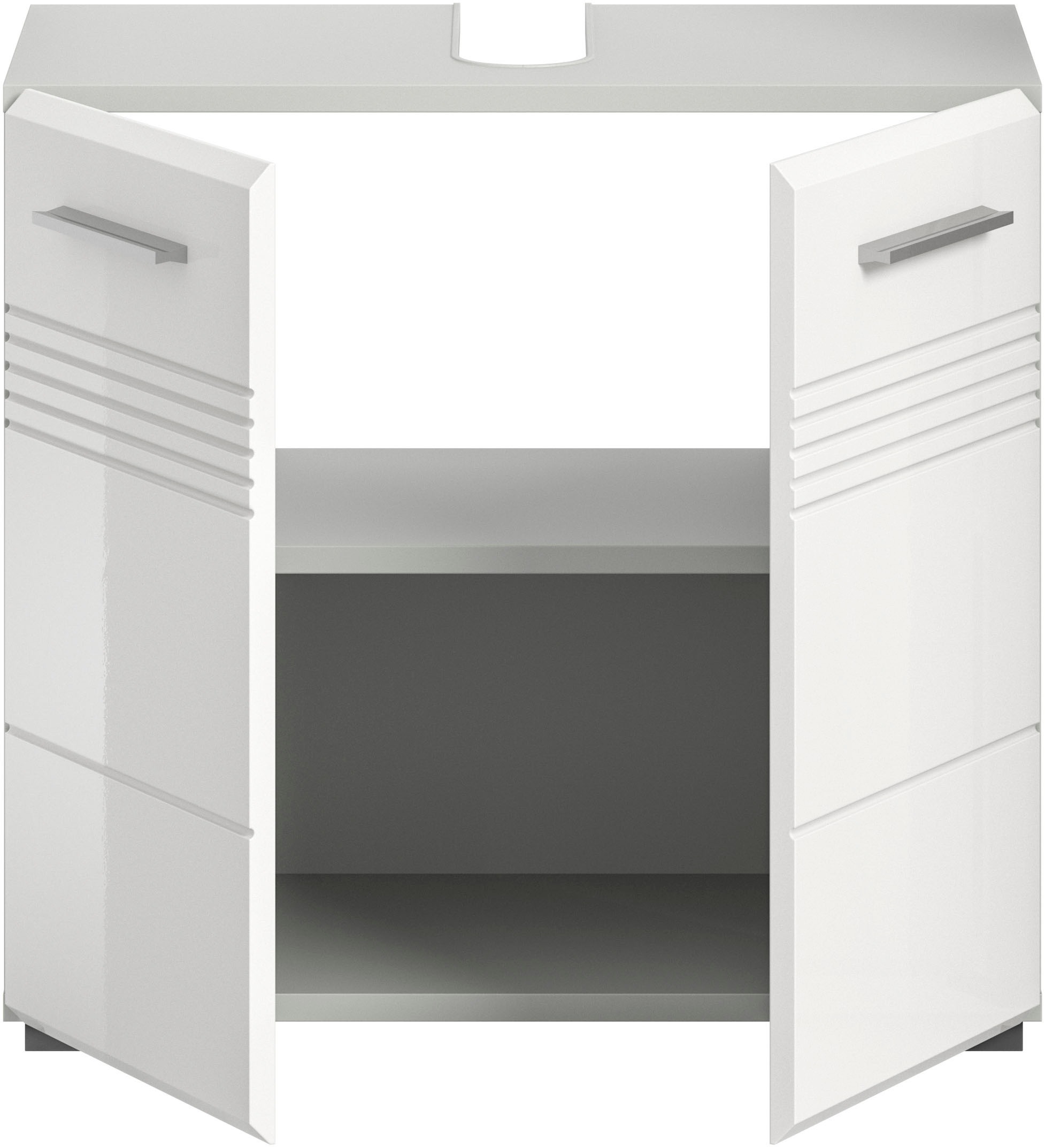 welltime Waschbeckenunterschrank »Calcio, Breite 60 cm, 2 Türen, 1 Einlegeboden, geteilte Rückwand«, MDF Front, Badschrank, Bad-Möbel, Badezimmer