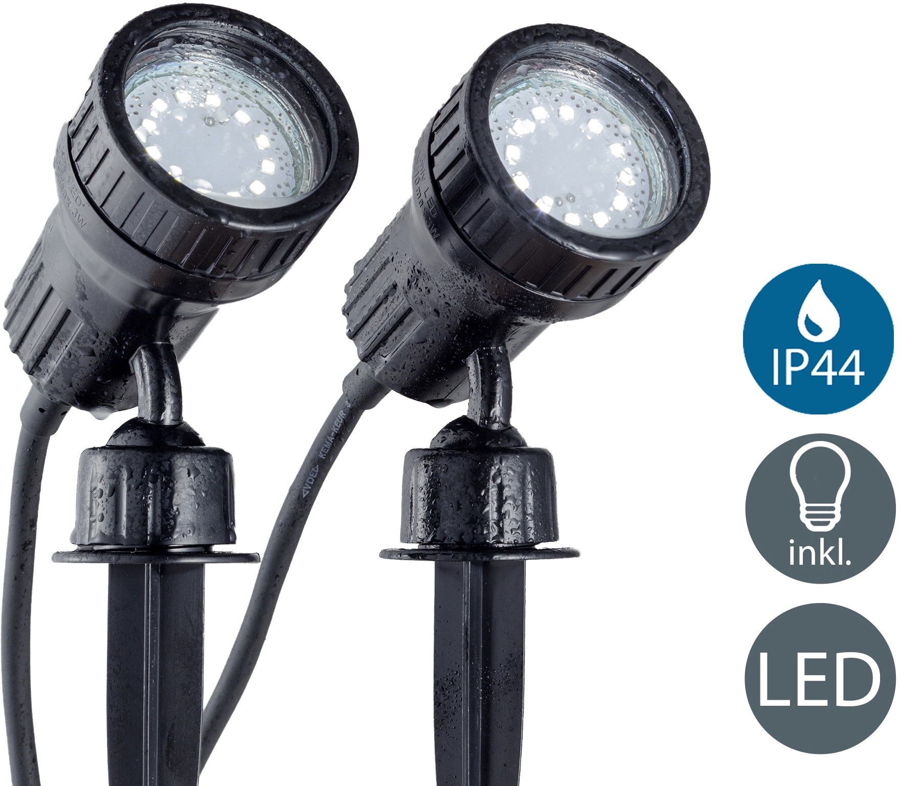 B.K.Licht LED Gartenleuchte »Nima«, 2 flammig-flammig, LED Gartenstrahler, Erdspieß, Außenstrahler, Spießstrahler, 2er SET