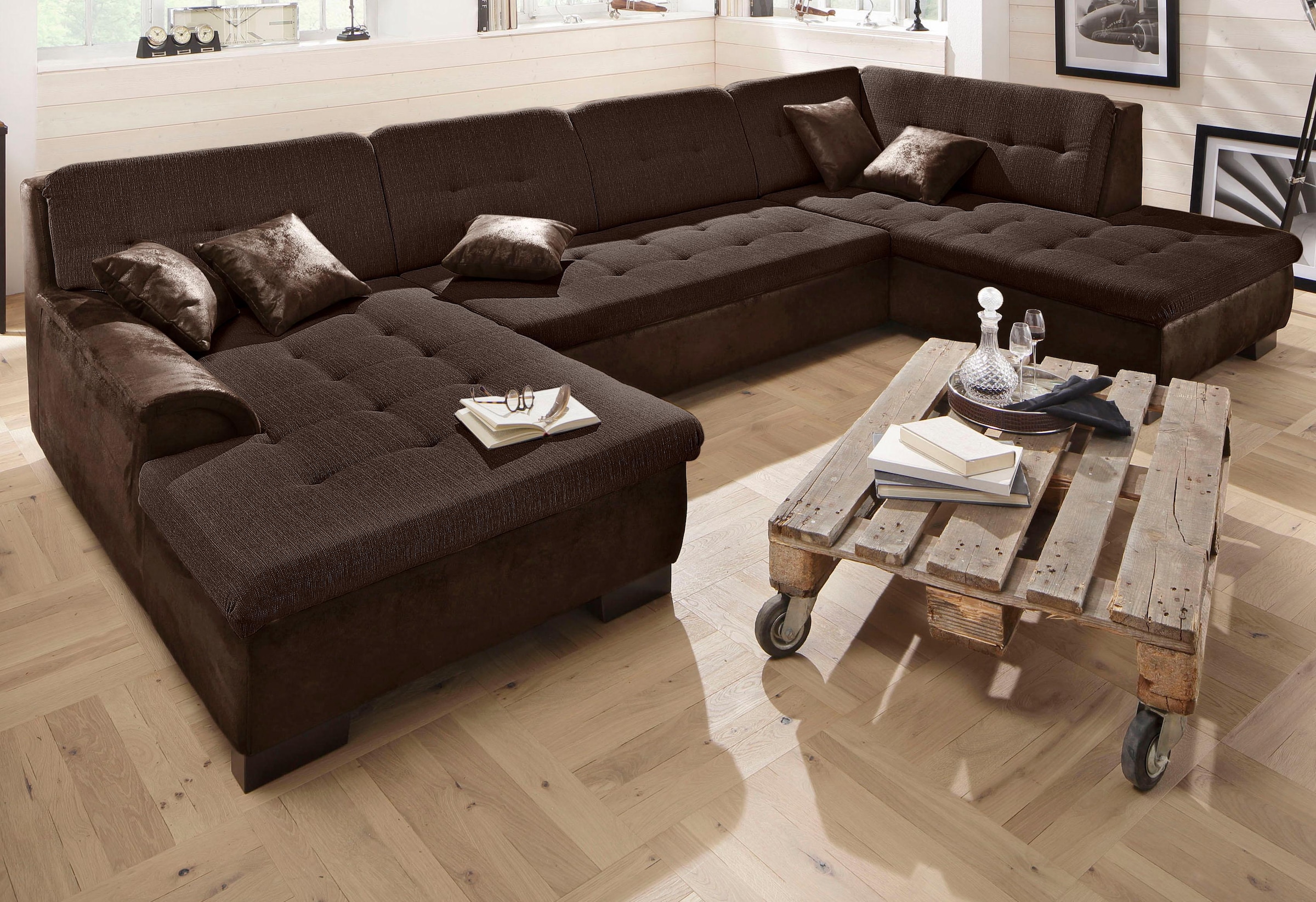 Home affaire Wohnlandschaft »Bergen zeitlos und elegant, U-Form« wahlweise günstig online kaufen