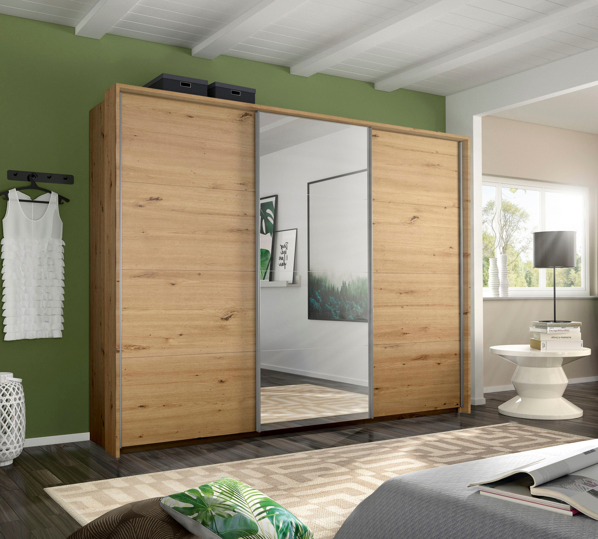 rauch Schwebetürenschrank »Kleiderschrank Schrank Garderobe Wäscheschrank TOMA mit Passepartout«, inkl. Regaleinsatz sowie zusätzlichen Einlegeböden MADE IN GERMANY
