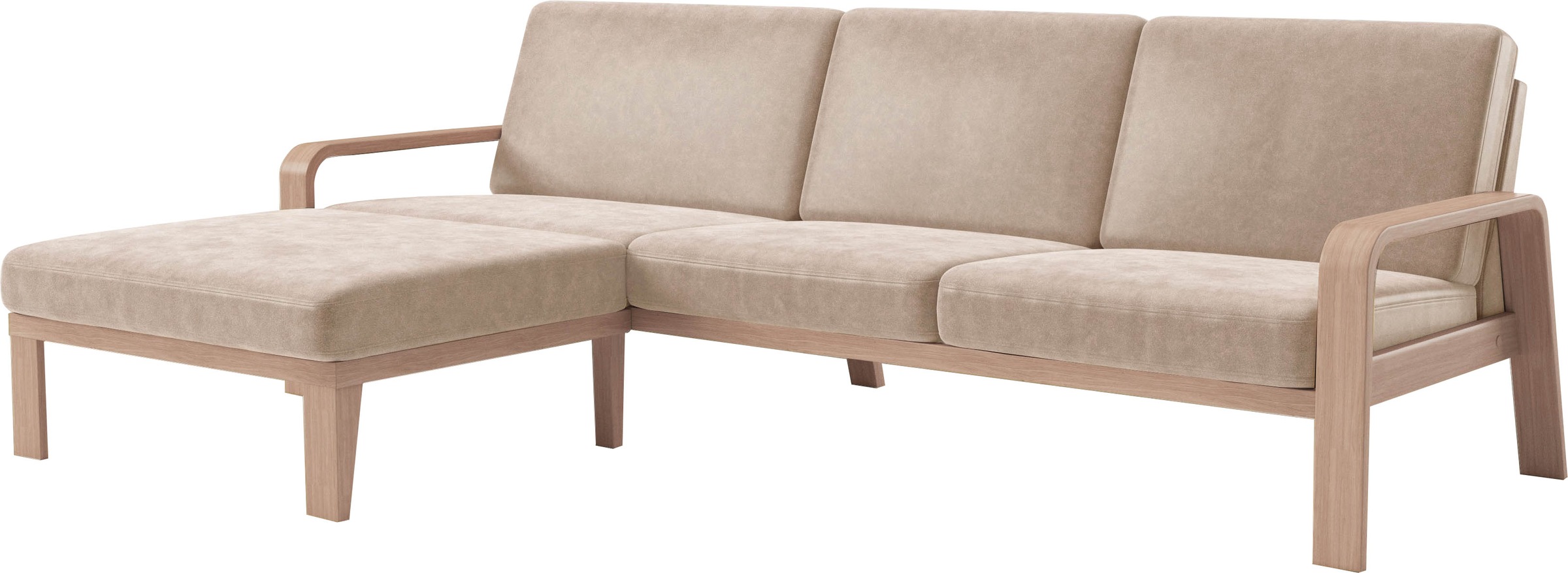 sit&more Ecksofa »Kolding L-Form«, Armlehnen aus Buchenholz in natur, verschiedene Bezüge und Farben